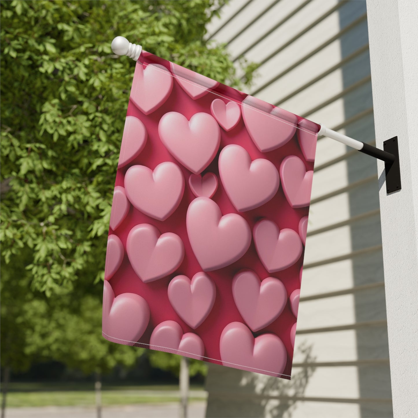 Pink Hearts Valentine Garden Flag