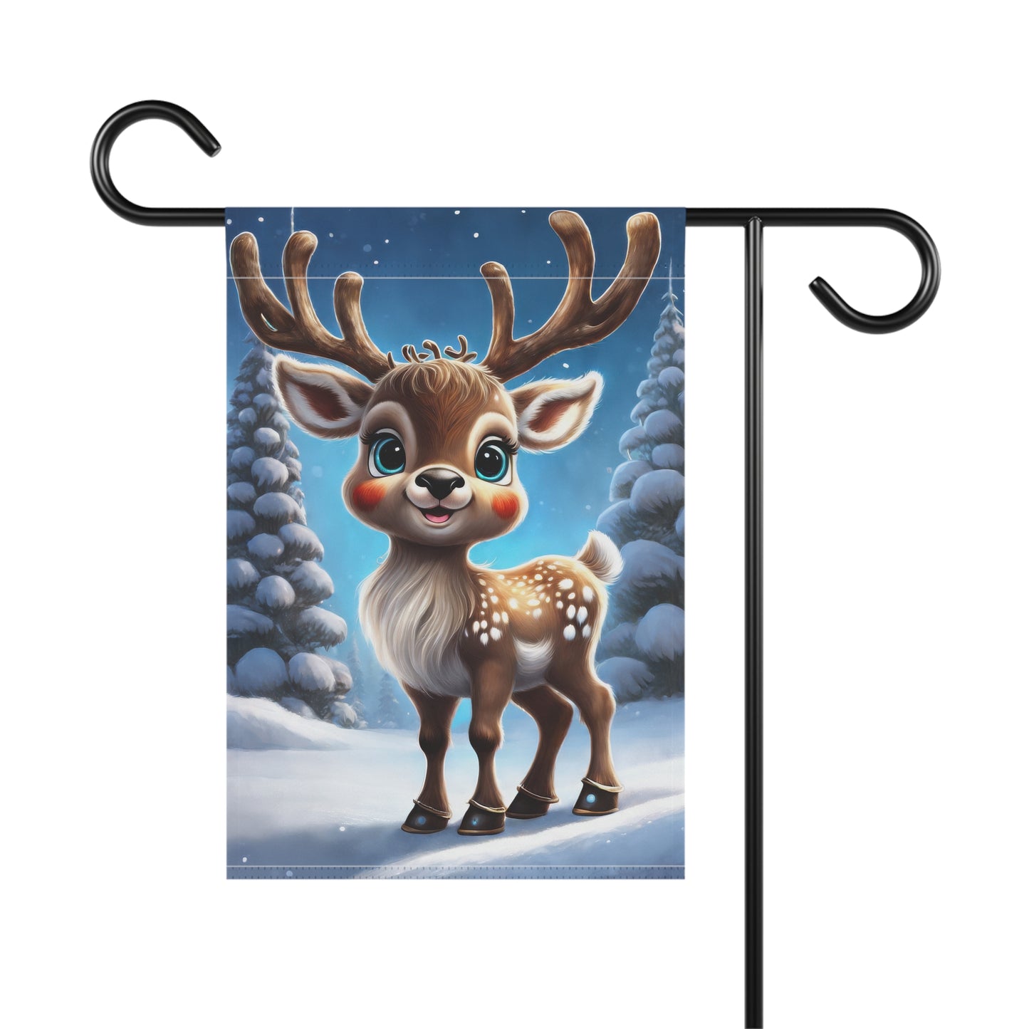 Cheerful Reindeer Holiday Garden Flag/ House Banner