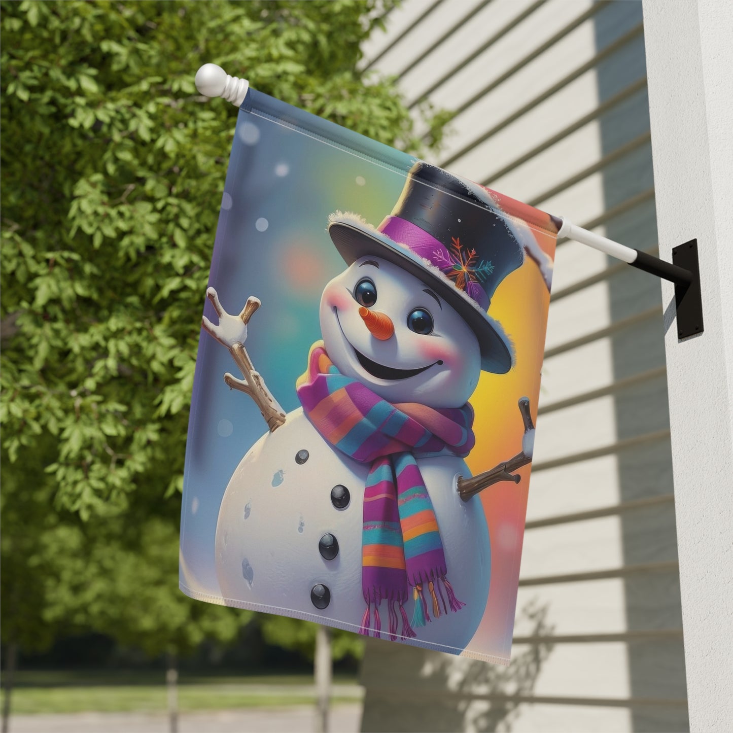 Vibrant & Cheerful Snowman Garden Flag