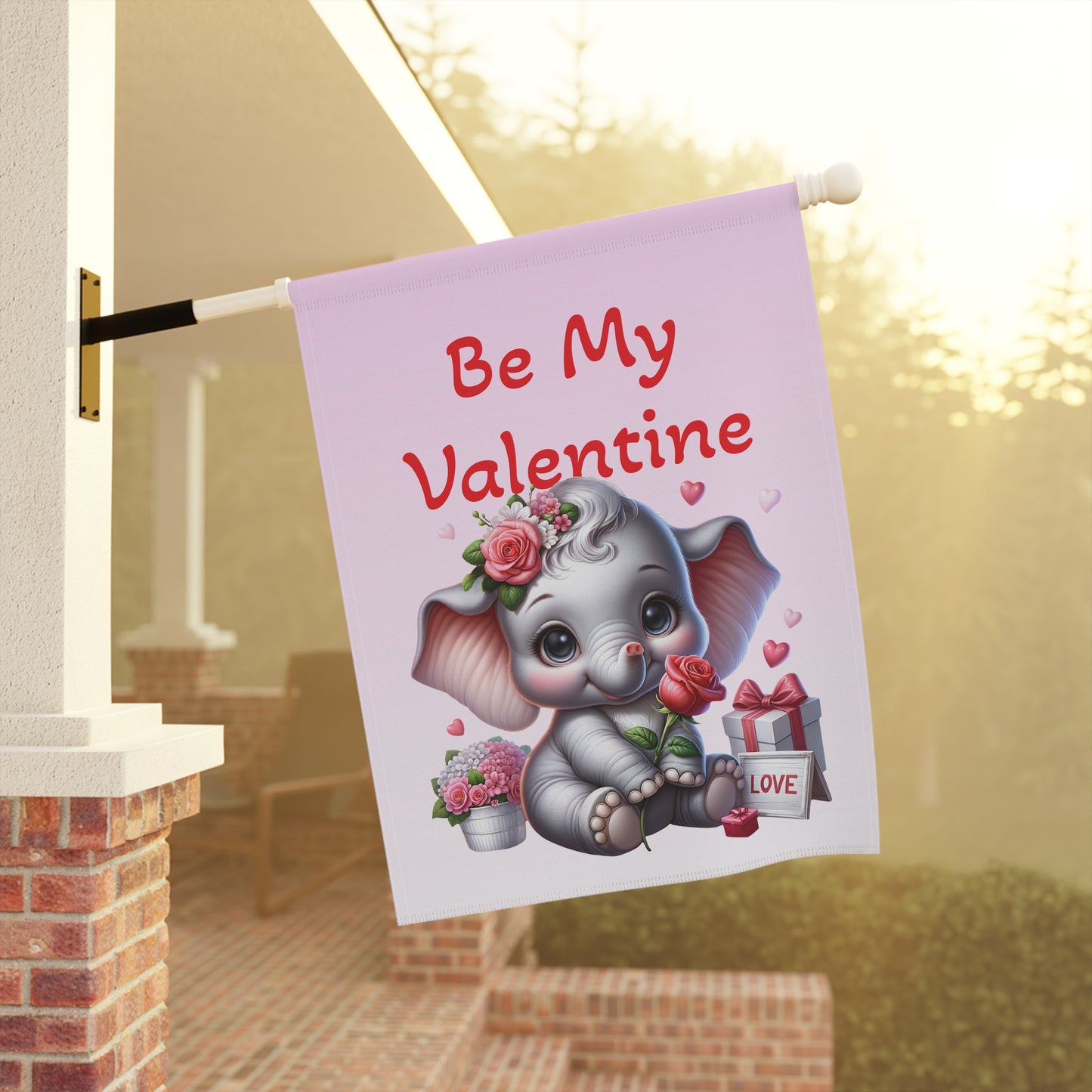 Be My Valentine Elephant Garden Flag