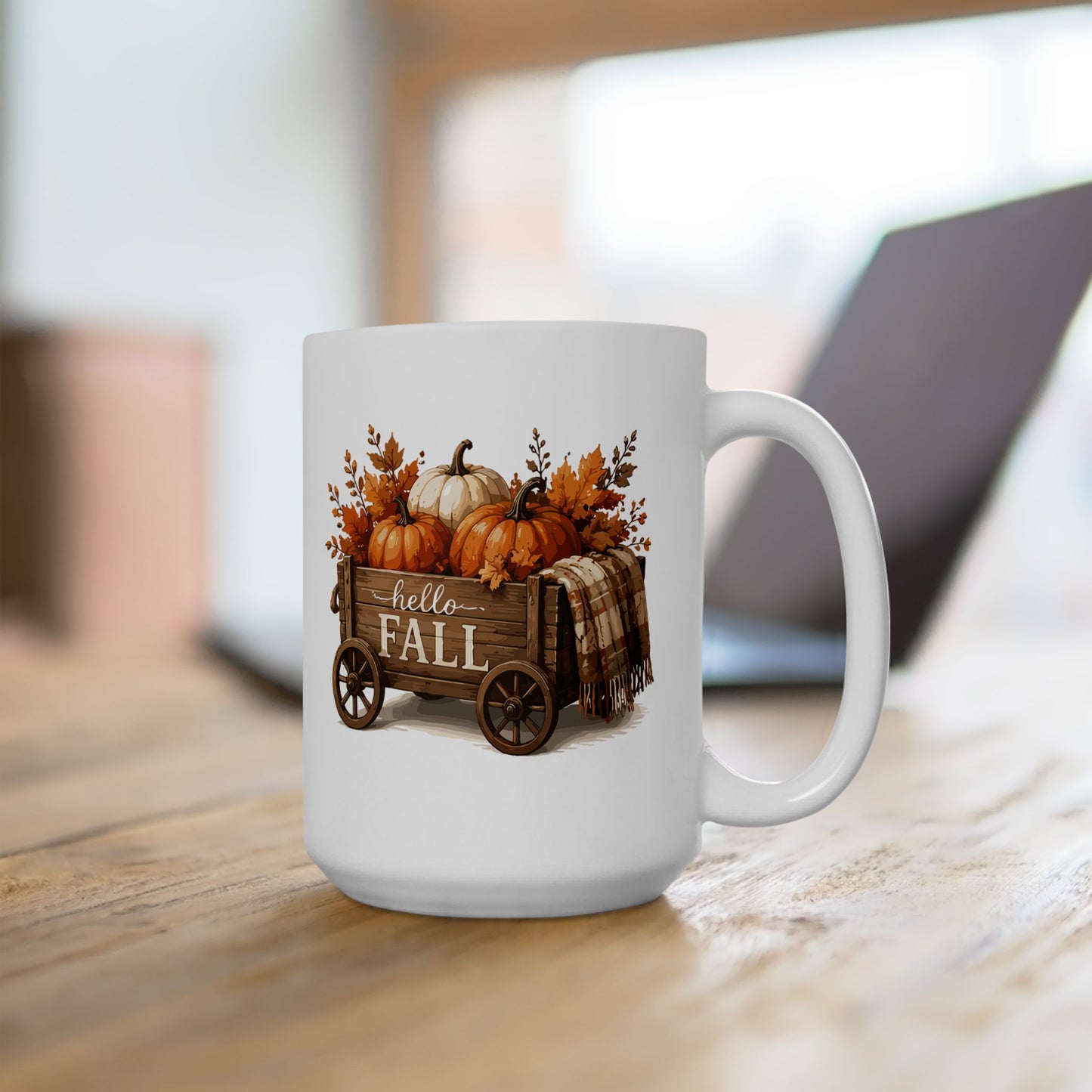 Hello Fall Wagon Ceramic Mug