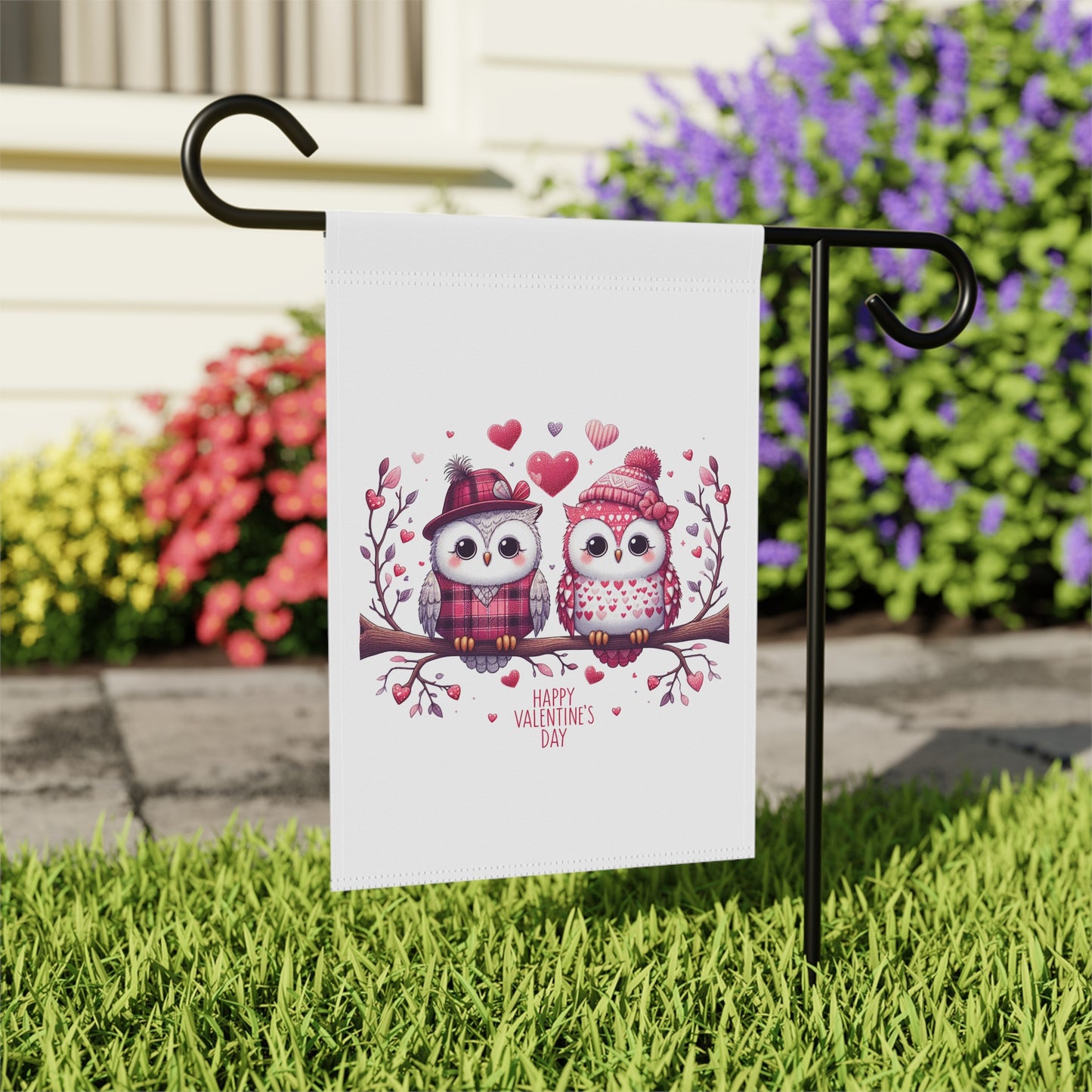 Precious Owl Valentine's Garden Flag