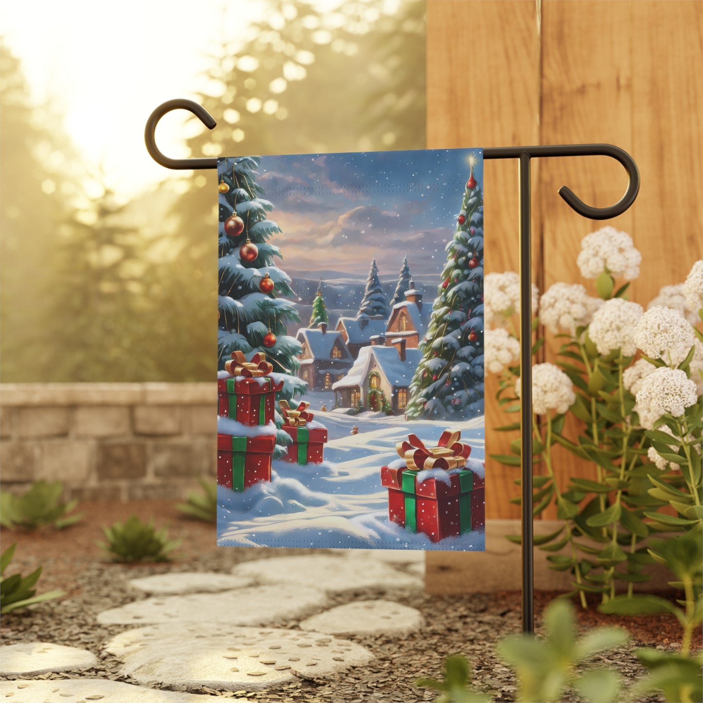 Magical Christmas Village & Presents Garden Flag