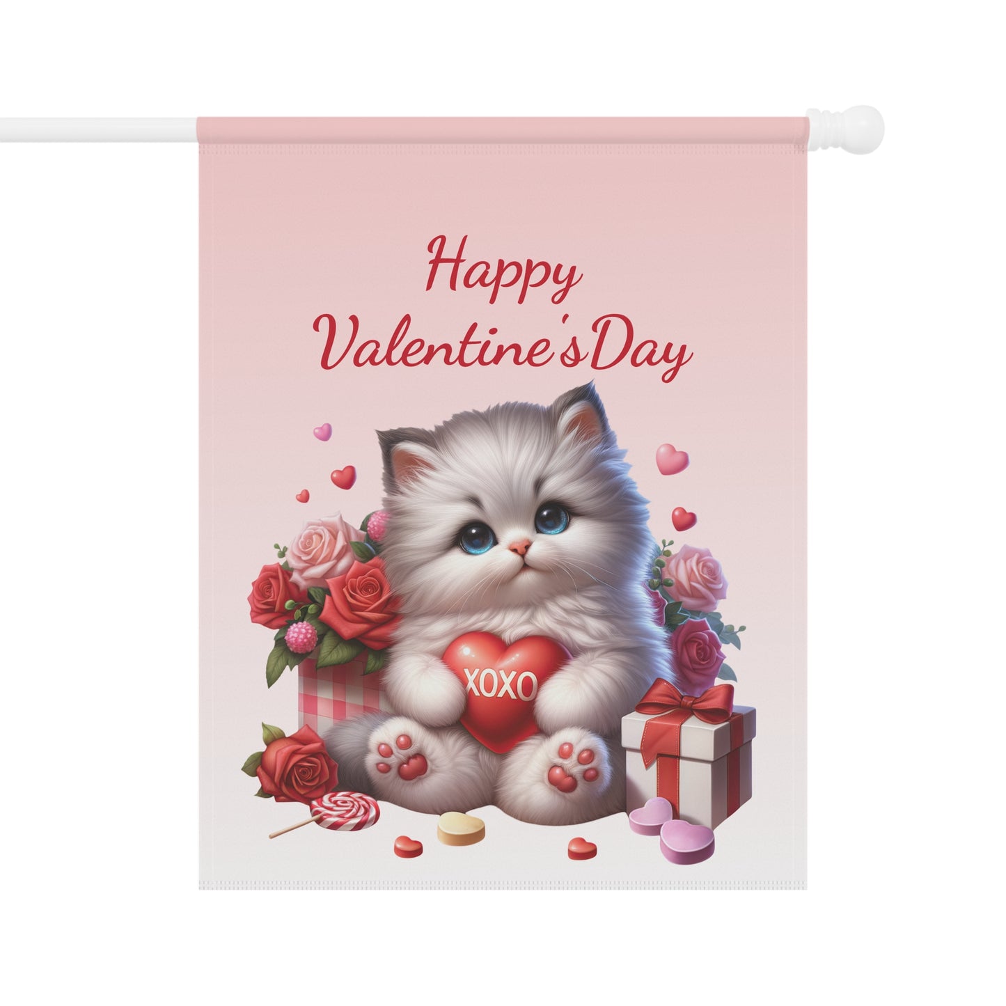 Valentine Kitten Garden Flag