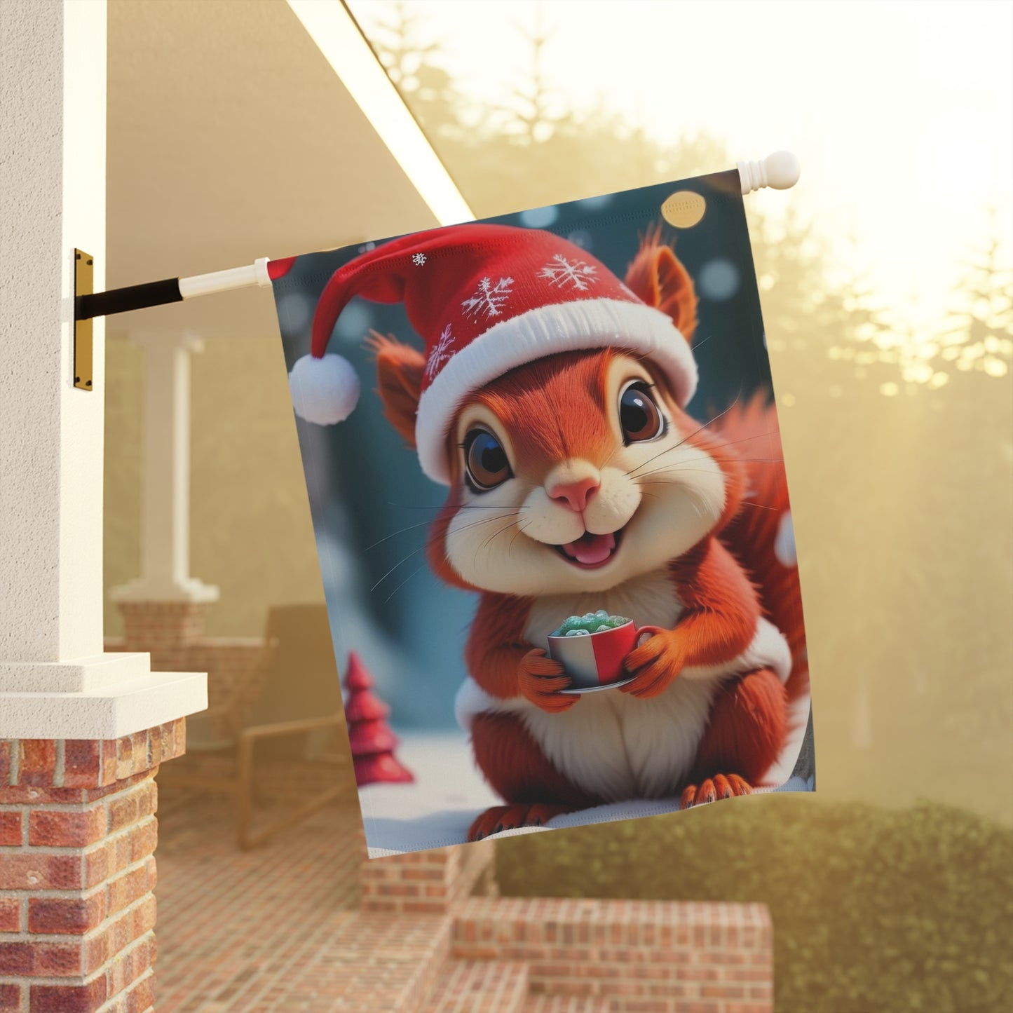 Cute Holiday Squirrel Garden Flag
