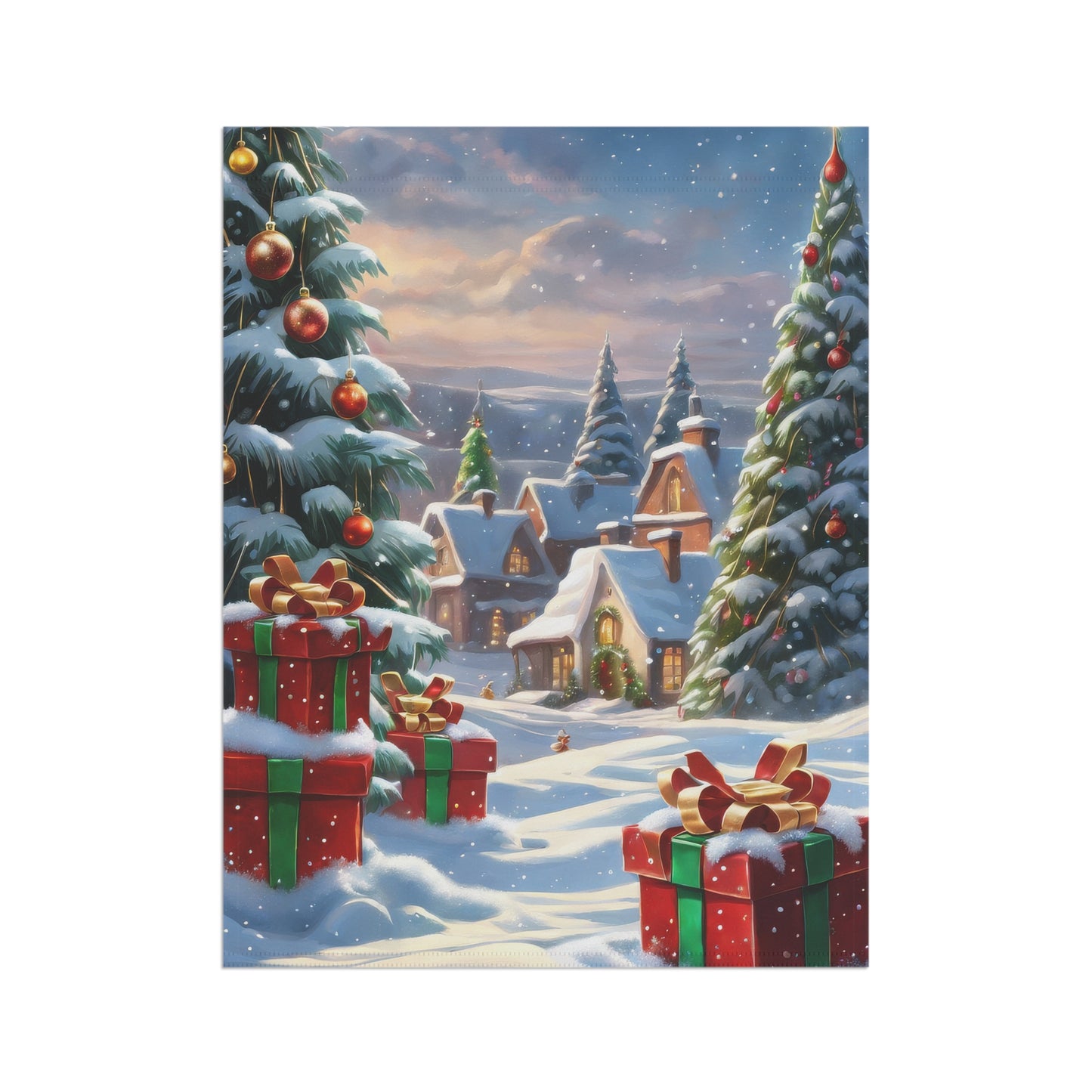 Magical Christmas Village & Presents Garden Flag