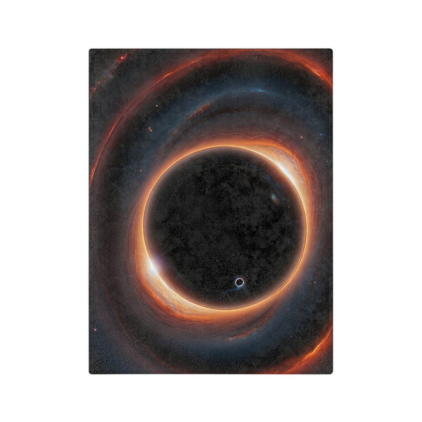 Cosmic Horizon Velveteen Blanket with a vibrant black hole and galaxy design