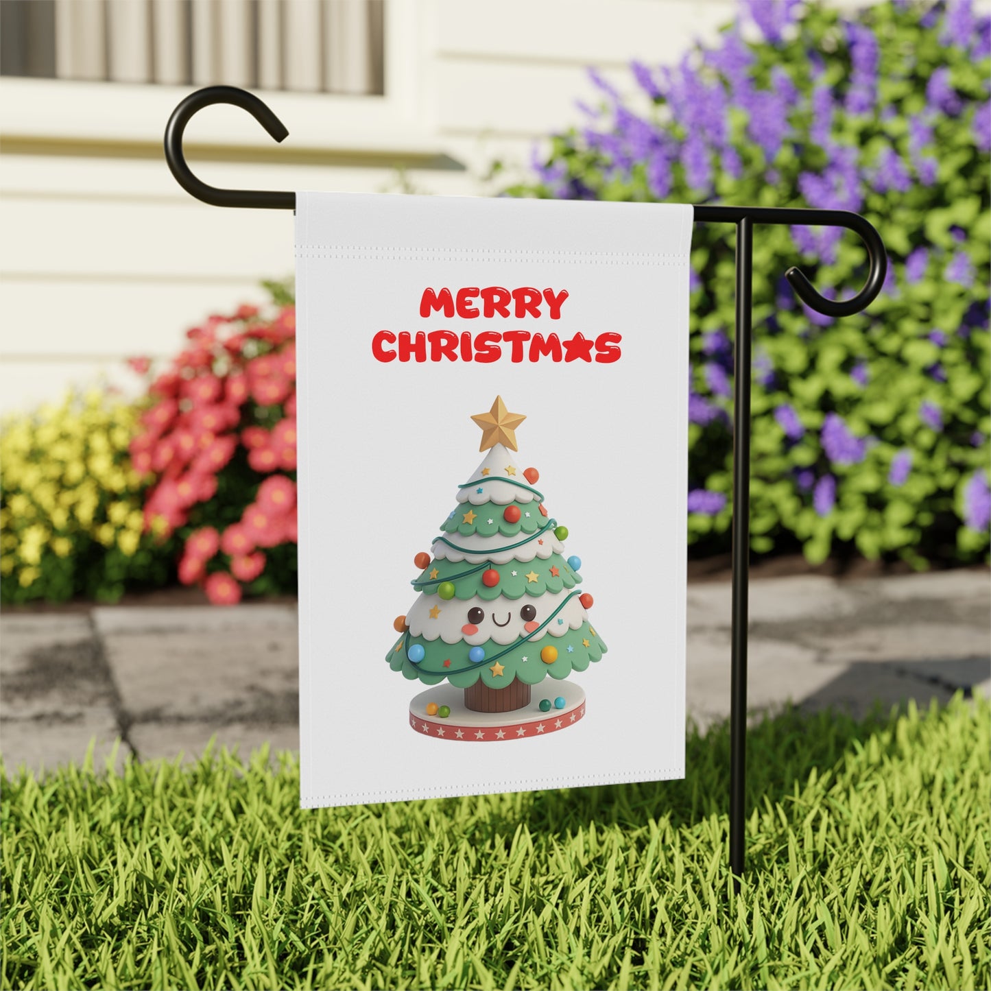 Whimsical 3D Christmas Tree Garden Flag