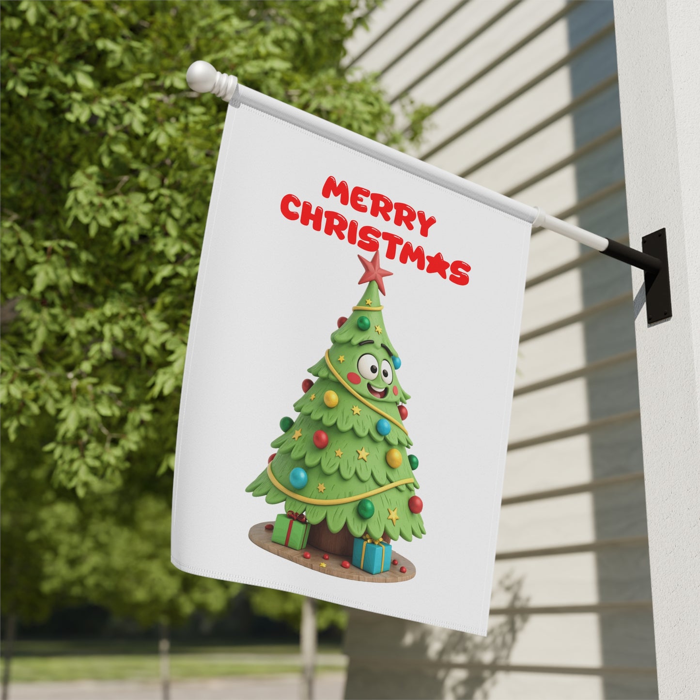 Funny Cartoon Christmas Tree Garden Flag