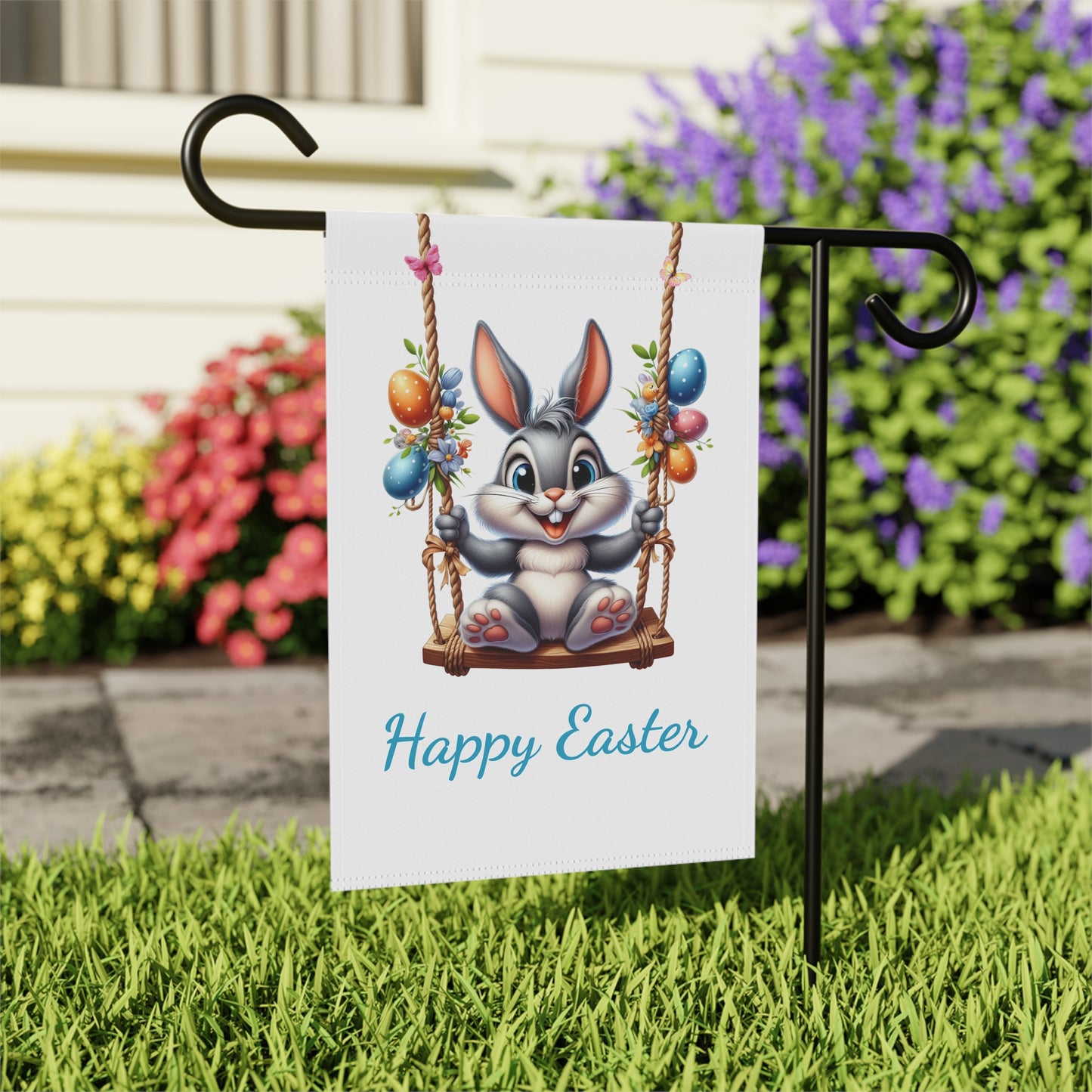 Happy Easter Bunny on Swing Garden Flag
