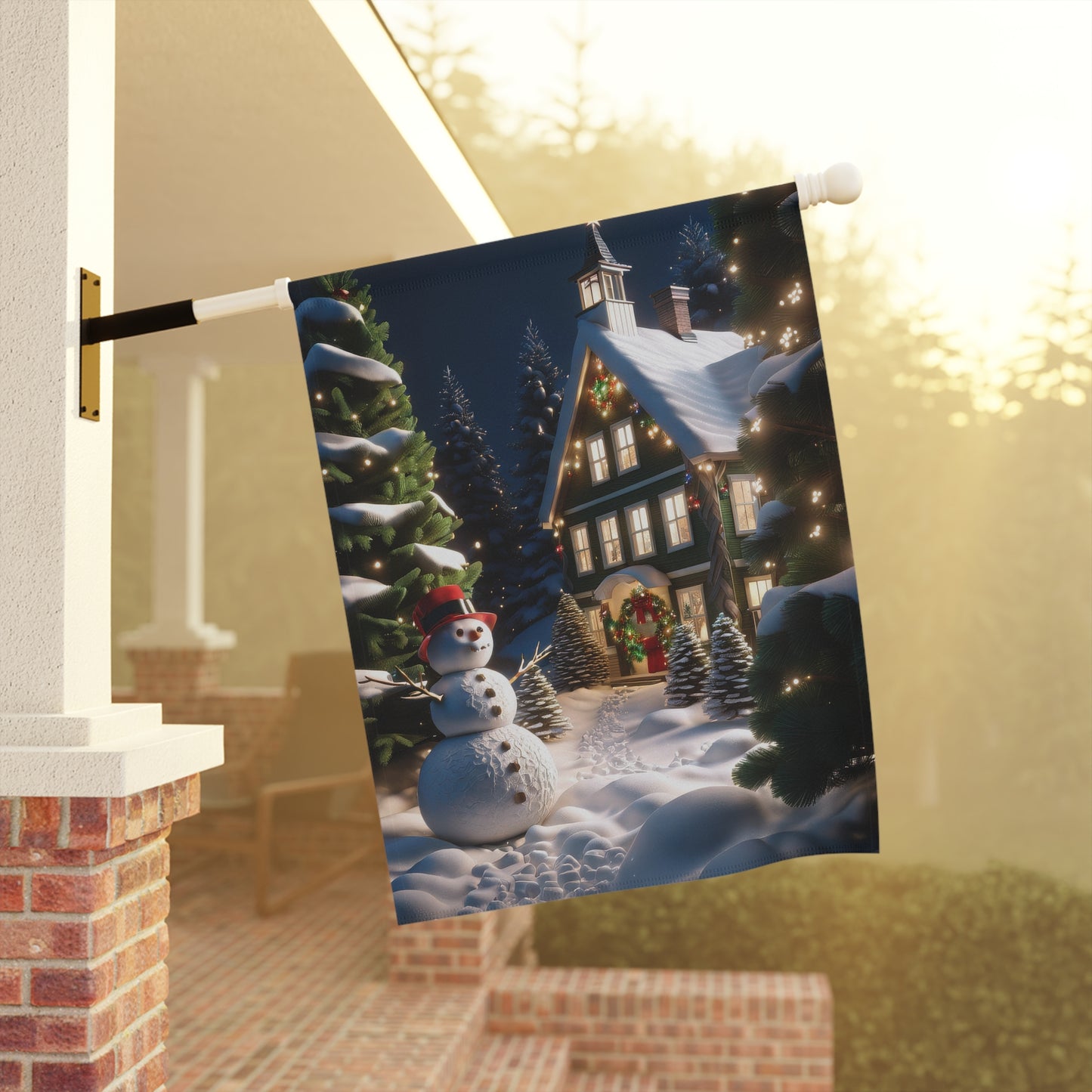 Cute Snowman Holiday Garden Flag/ House Banner
