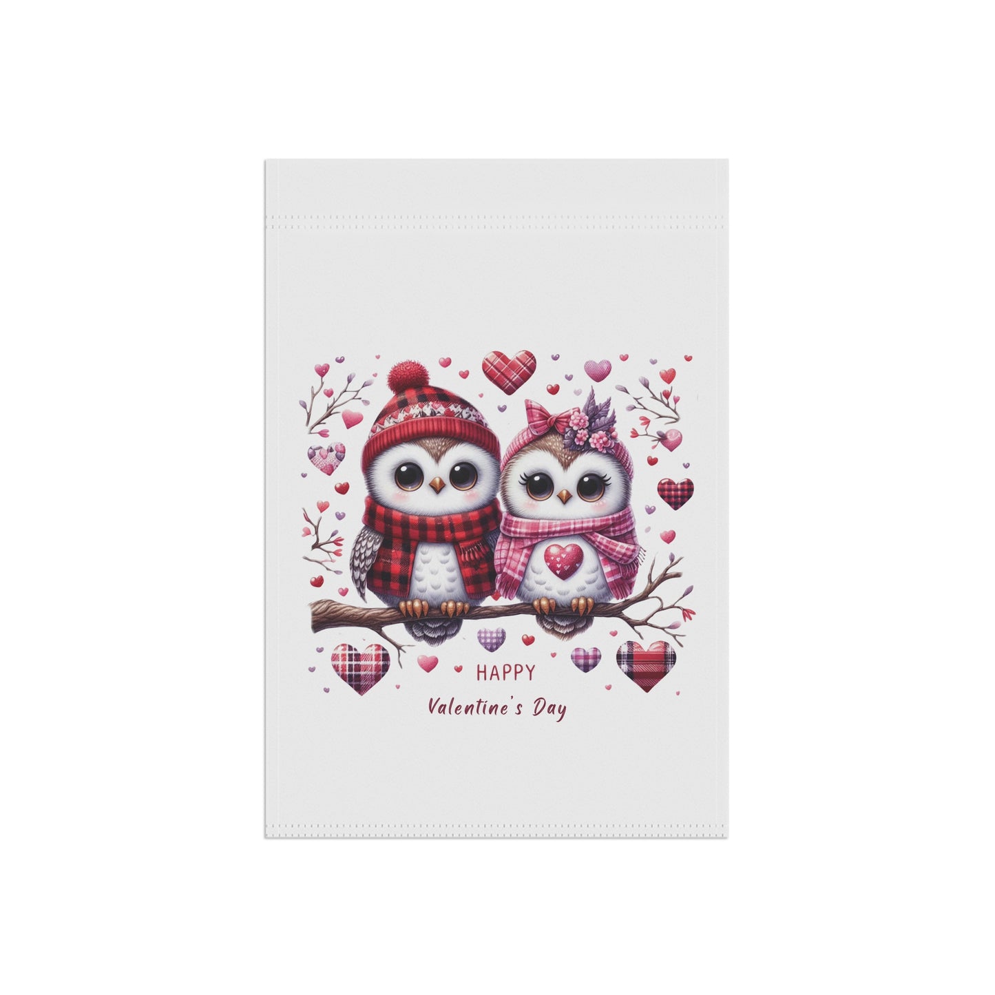 Cute Owl Valentine's Garden Flag
