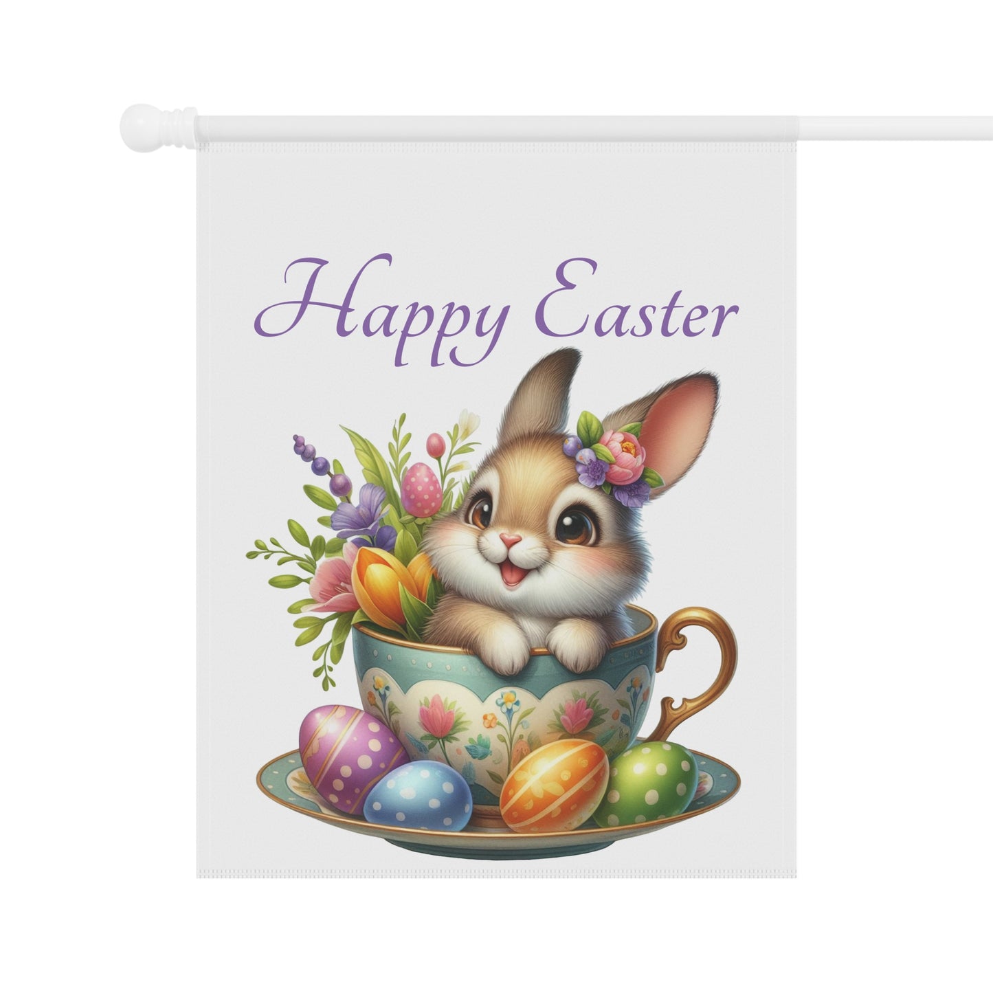 Bunny in Teacup Easter Garden Flag