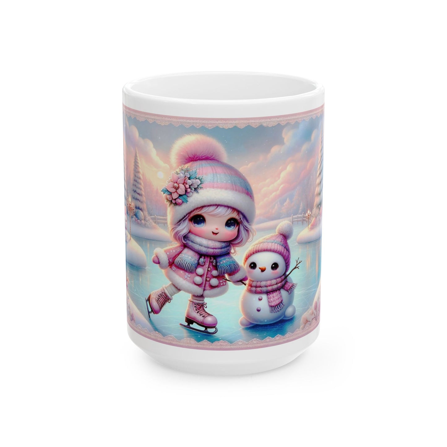 Precious Girl and Snowman Coffee Mug