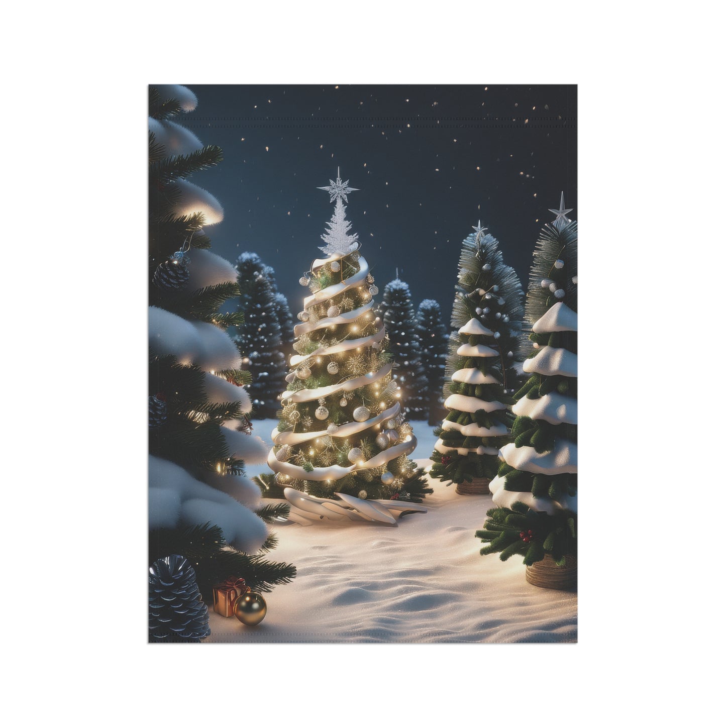 Enchanted Winter Forest Christmas Garden Flag