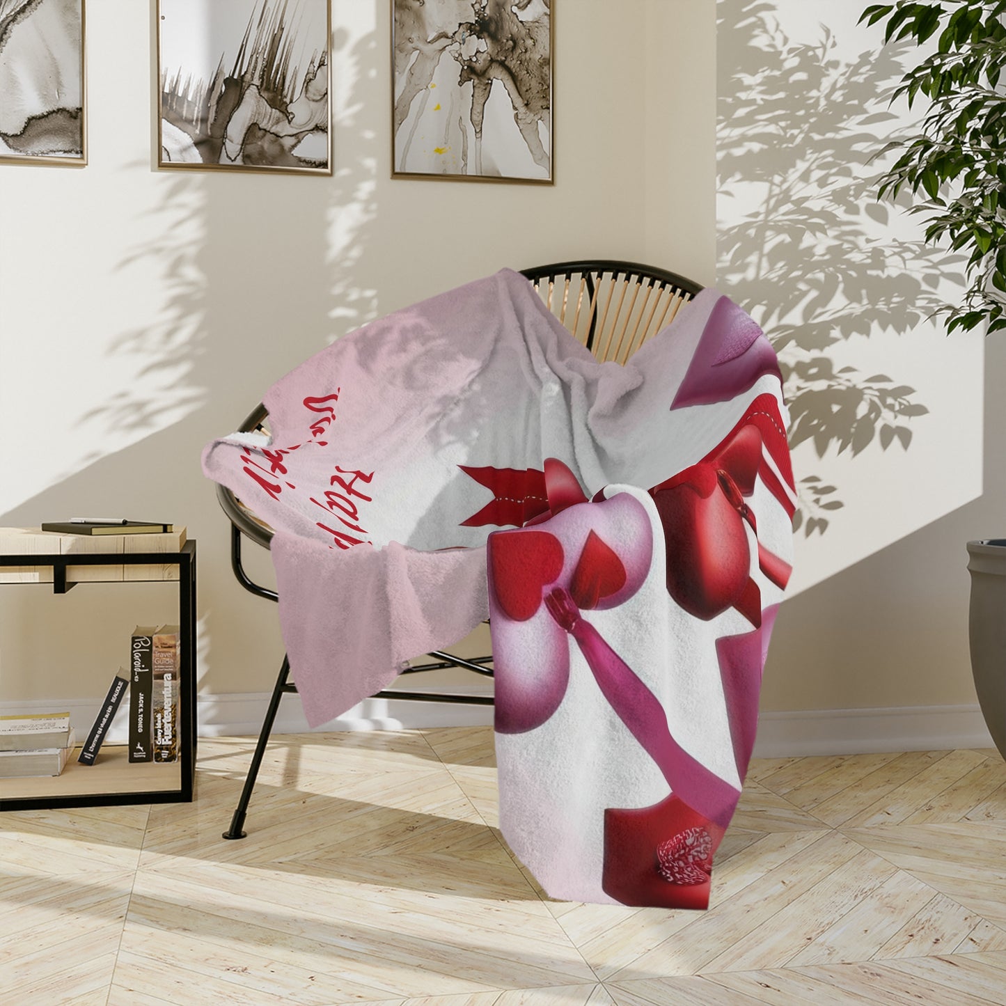 Happy Valentine's Day Hanging Hearts Blanket