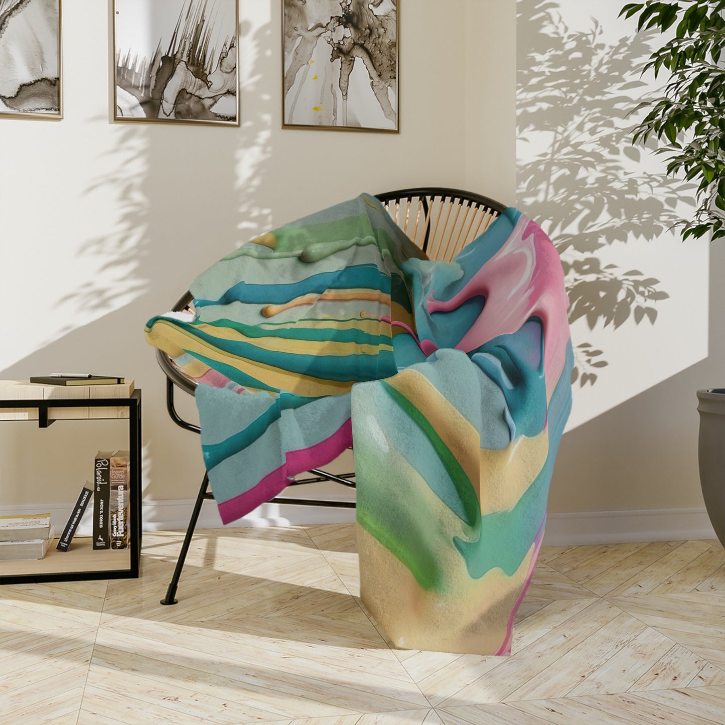 Pastel Paint Drip Velveteen Blanket