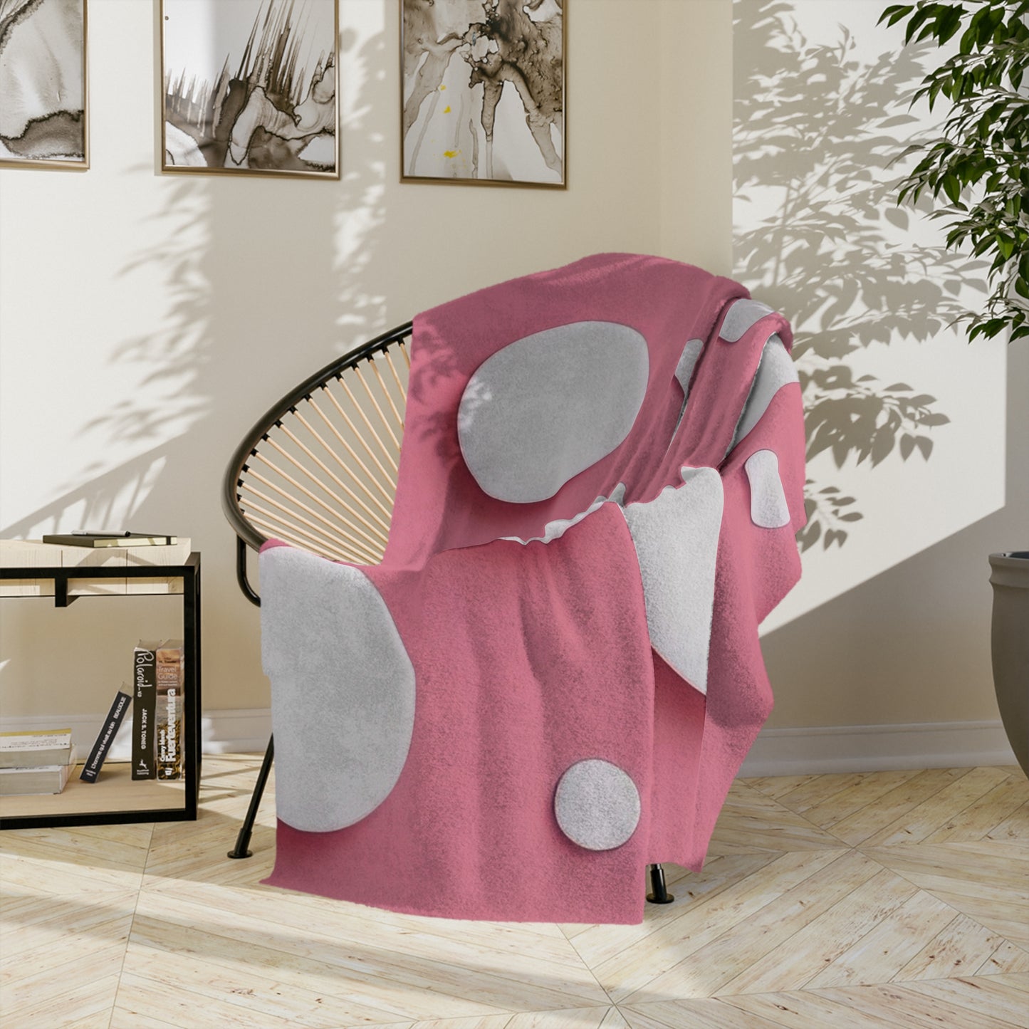 Pink & White Polka Dot Velveteen Blanket
