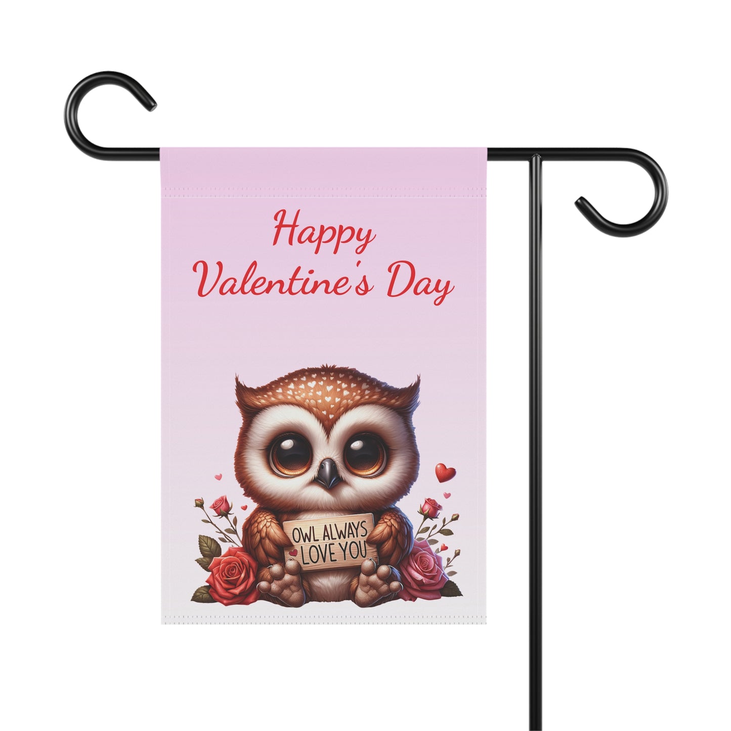 Valentine Owl Garden Flag