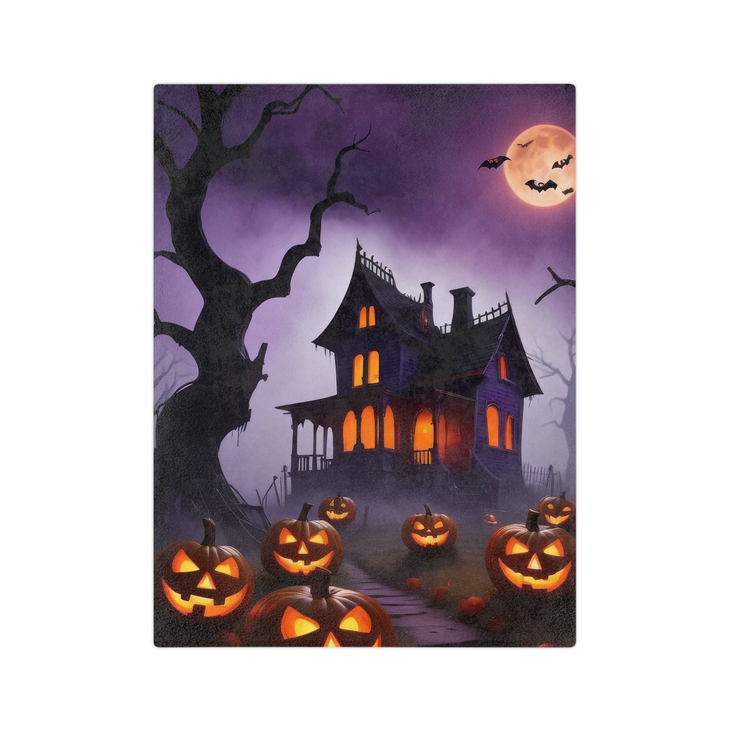 Spooky Haunted House Velveteen Blanket
