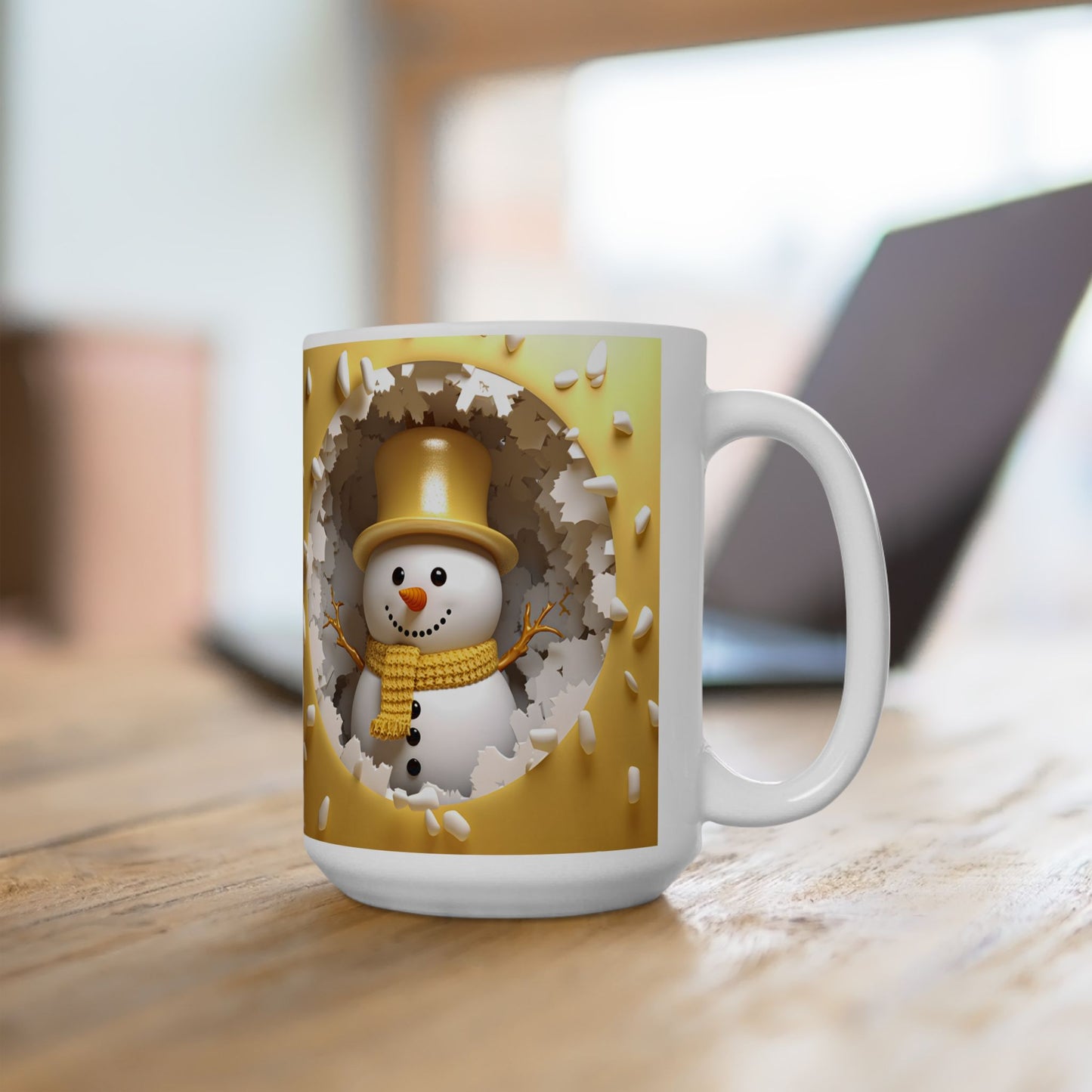 Cheerful 3-D Snowman Coffee Mug