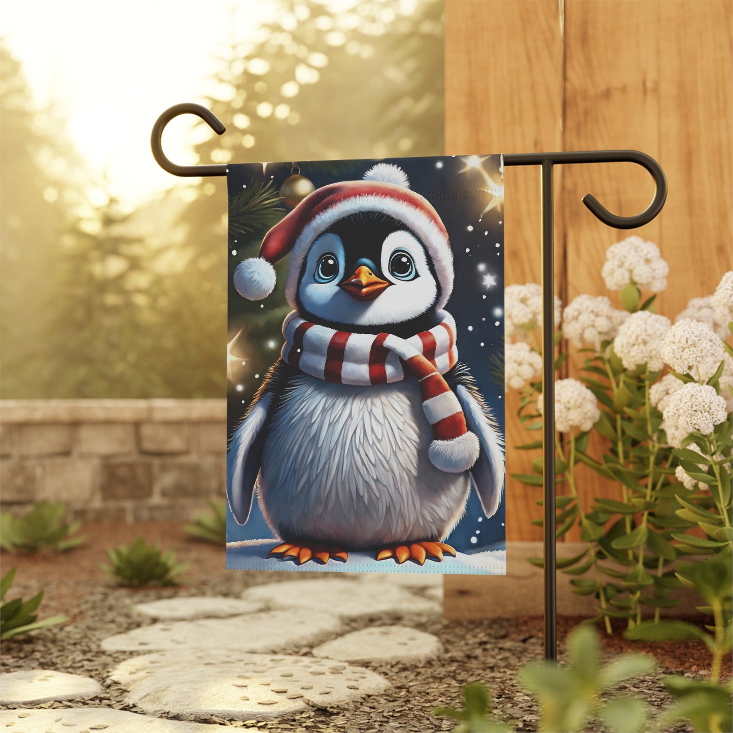 Christmas Penguin Holiday Garden Flag/ House Banner