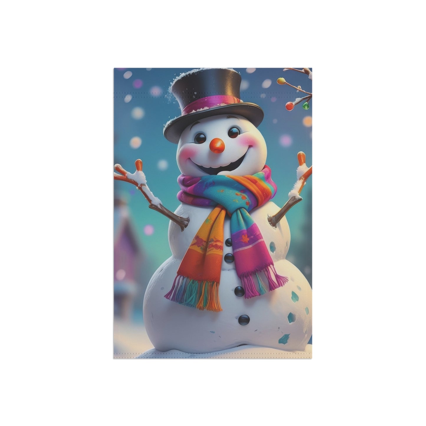 Cheerful Snowman Garden Flag