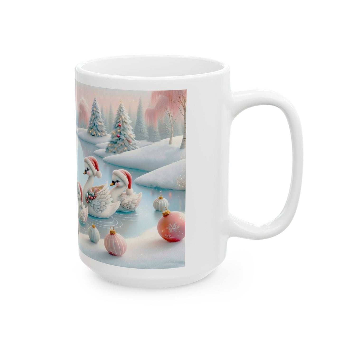 Whimsical Christmas Swans Coffee Mug