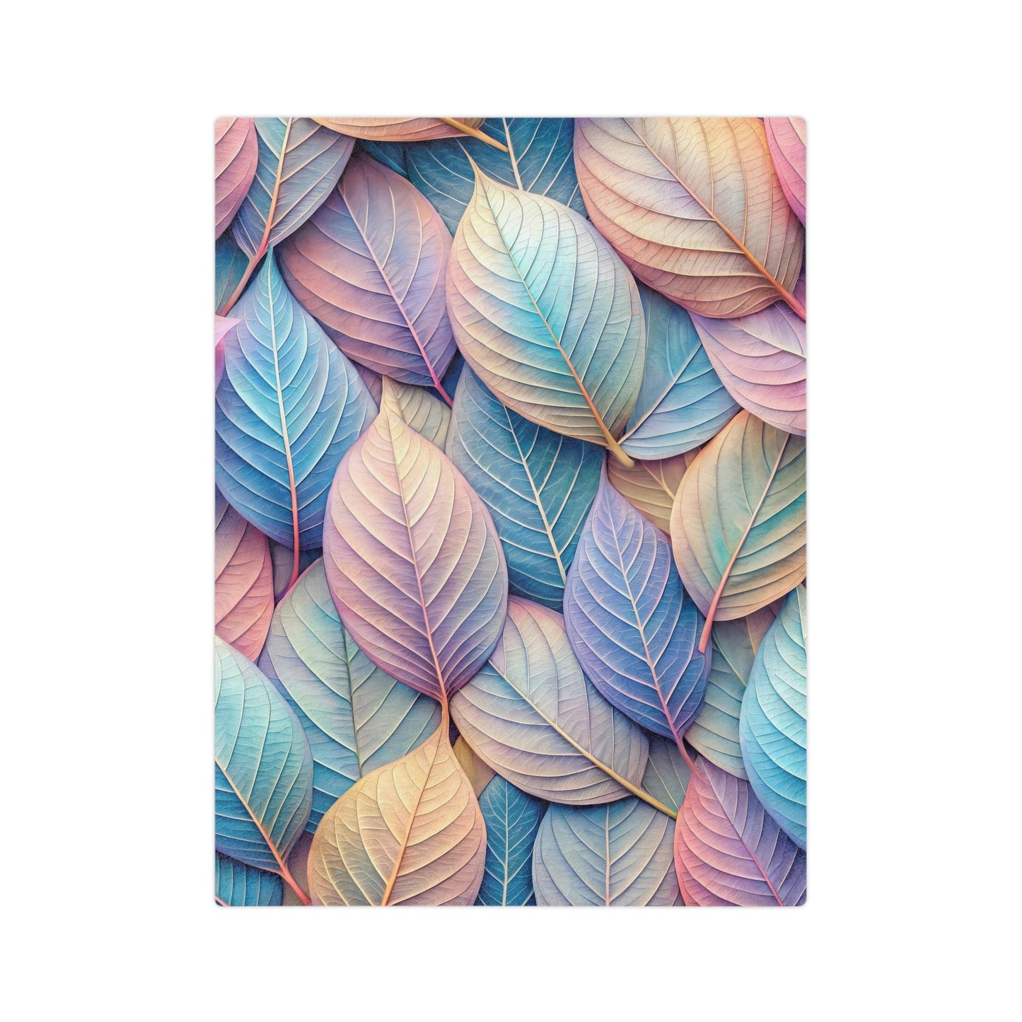Pastel Leaves Velveteen Blanket