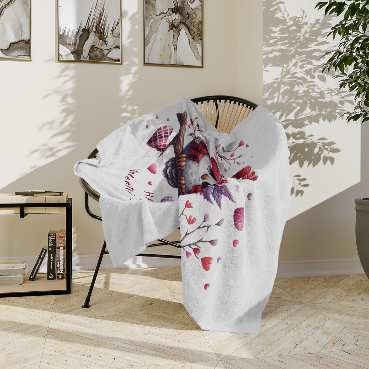 Owl Valentine's Day Velveteen Blanket