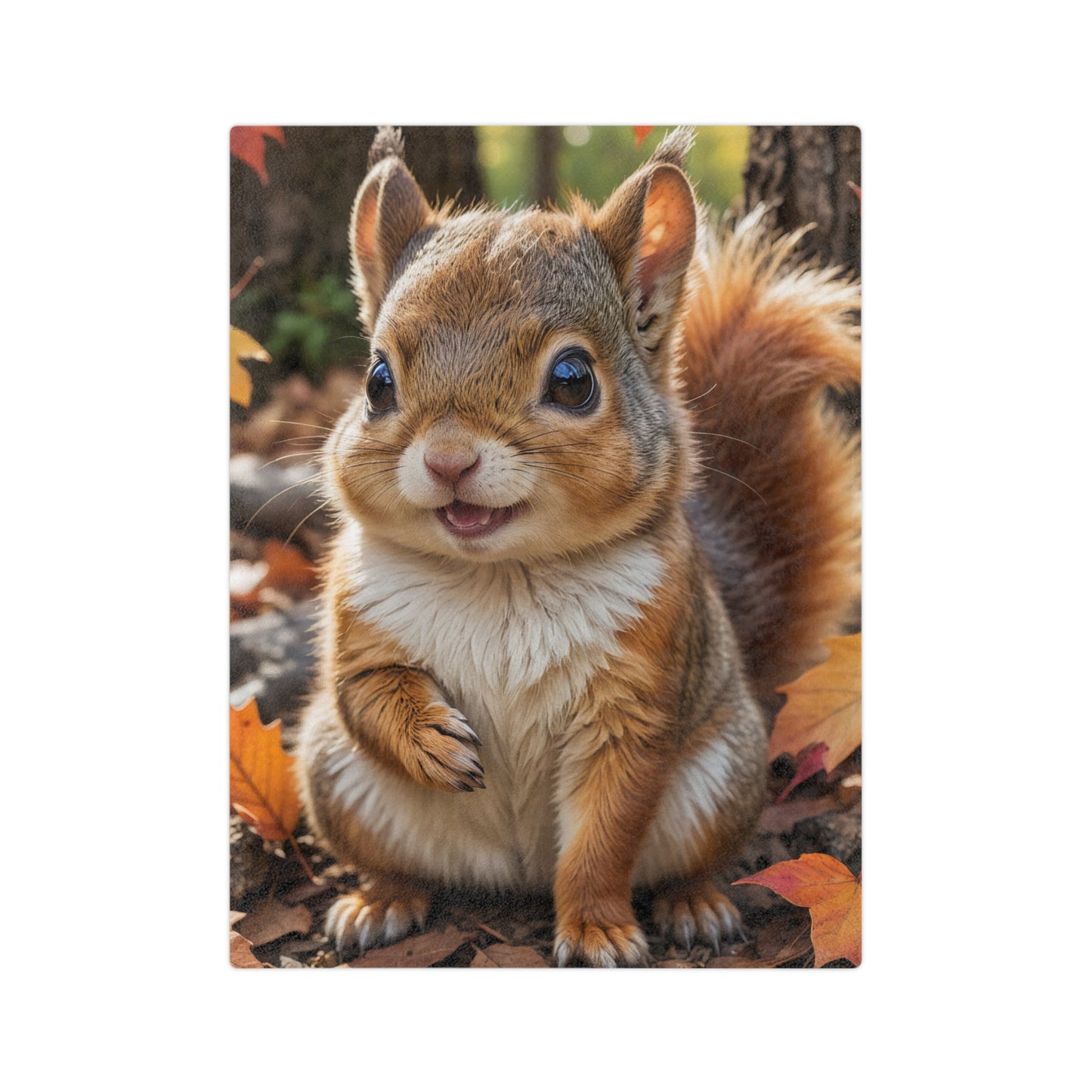Adorable Autumn Squirrel Velveteen Blanket