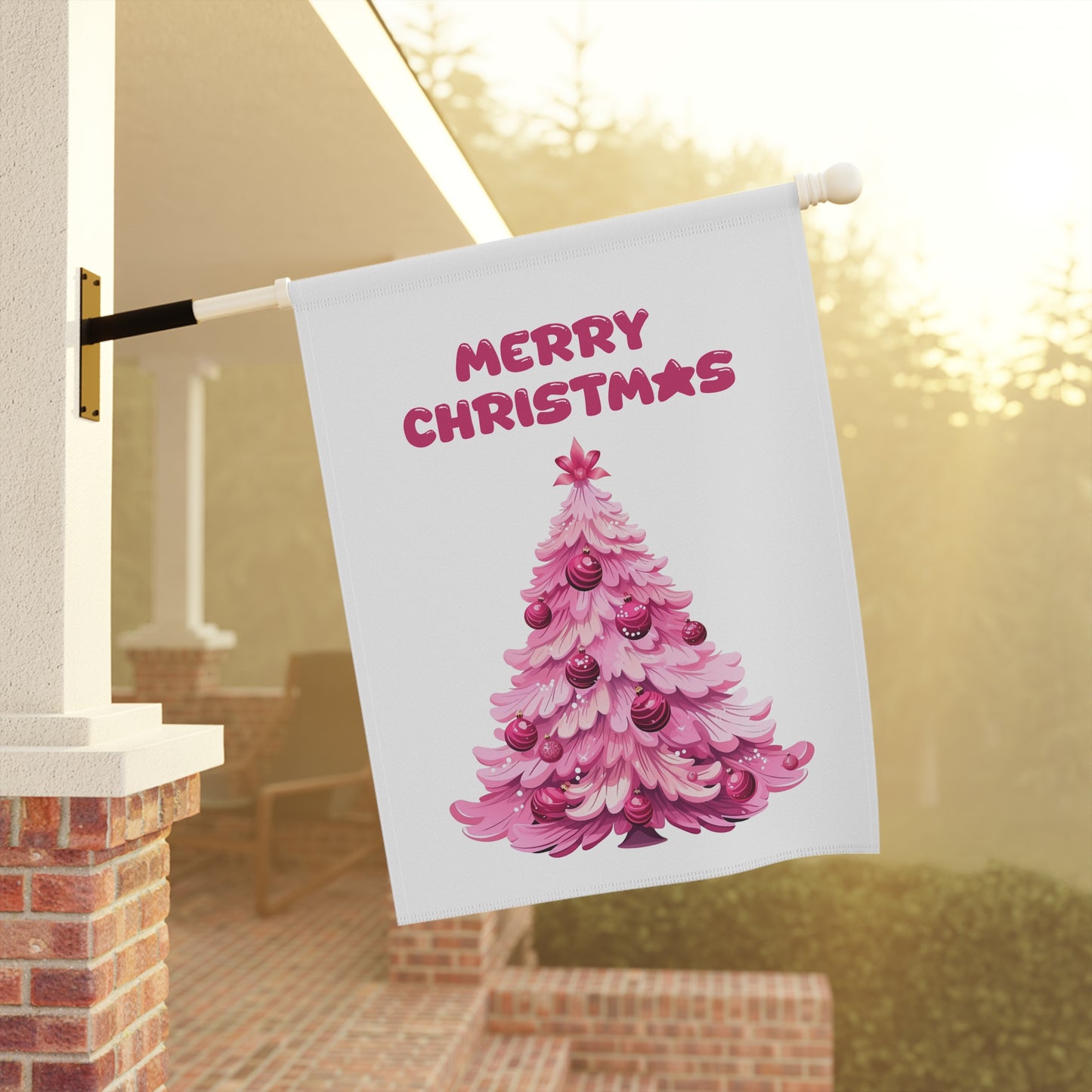 Pink Christmas Tree Garden Flag