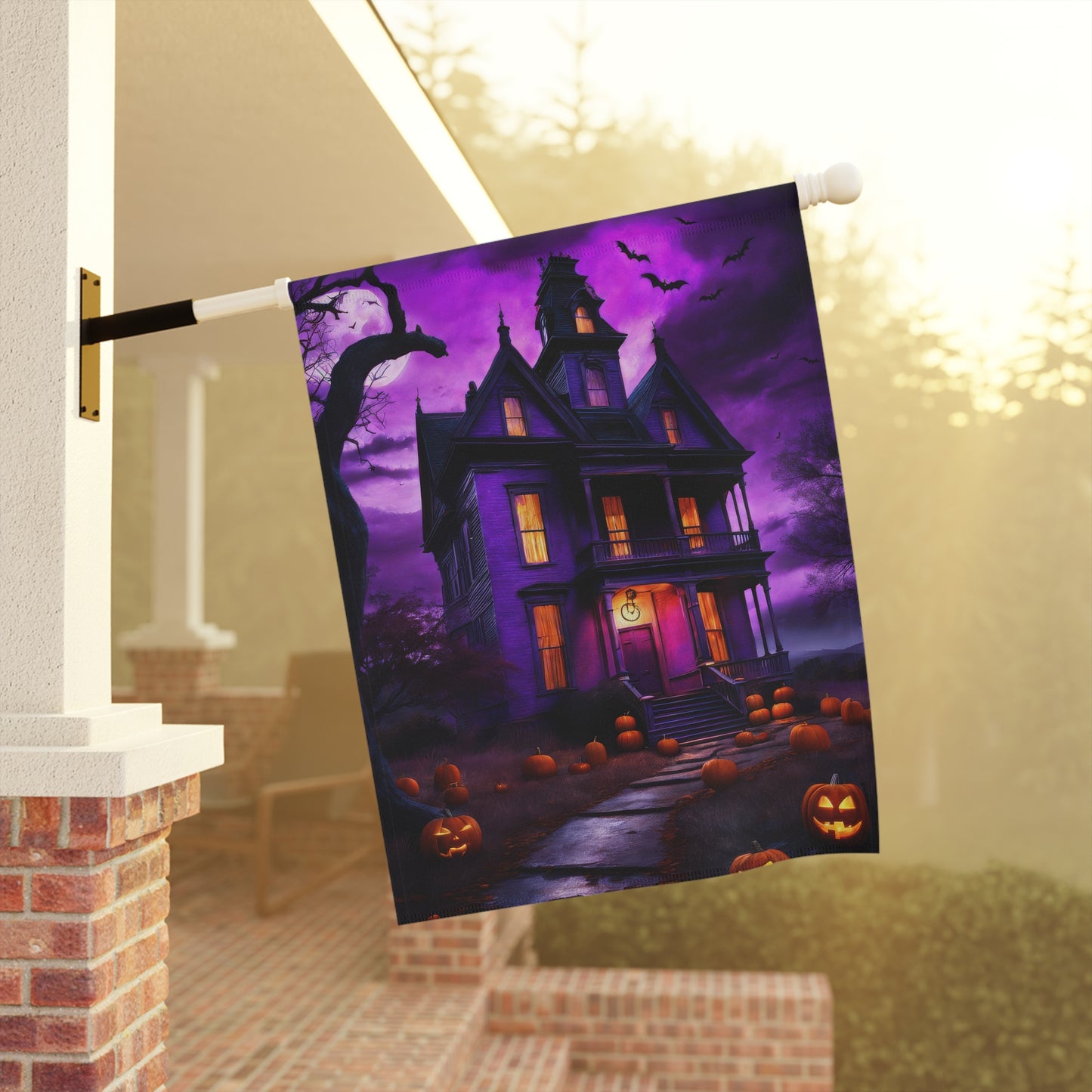 Halloween Creepy Mansion Garden Flag