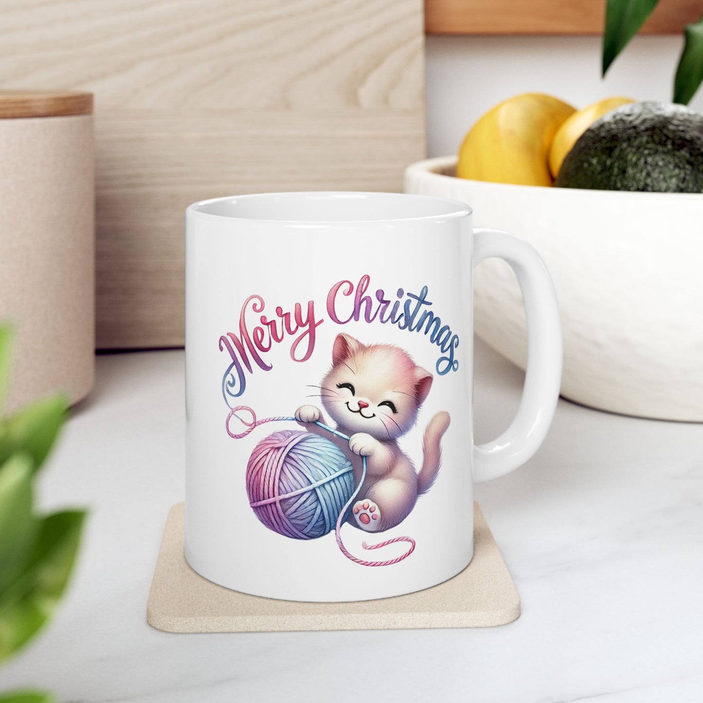 Merry Christmas Kitten Coffee Mug