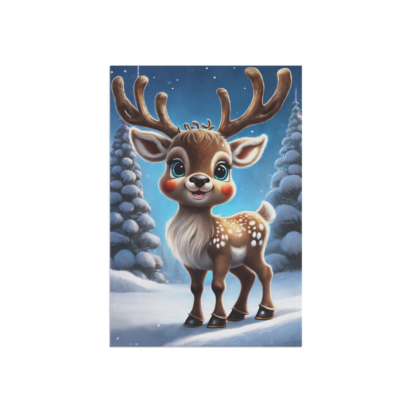 Cheerful Reindeer Holiday Garden Flag/ House Banner