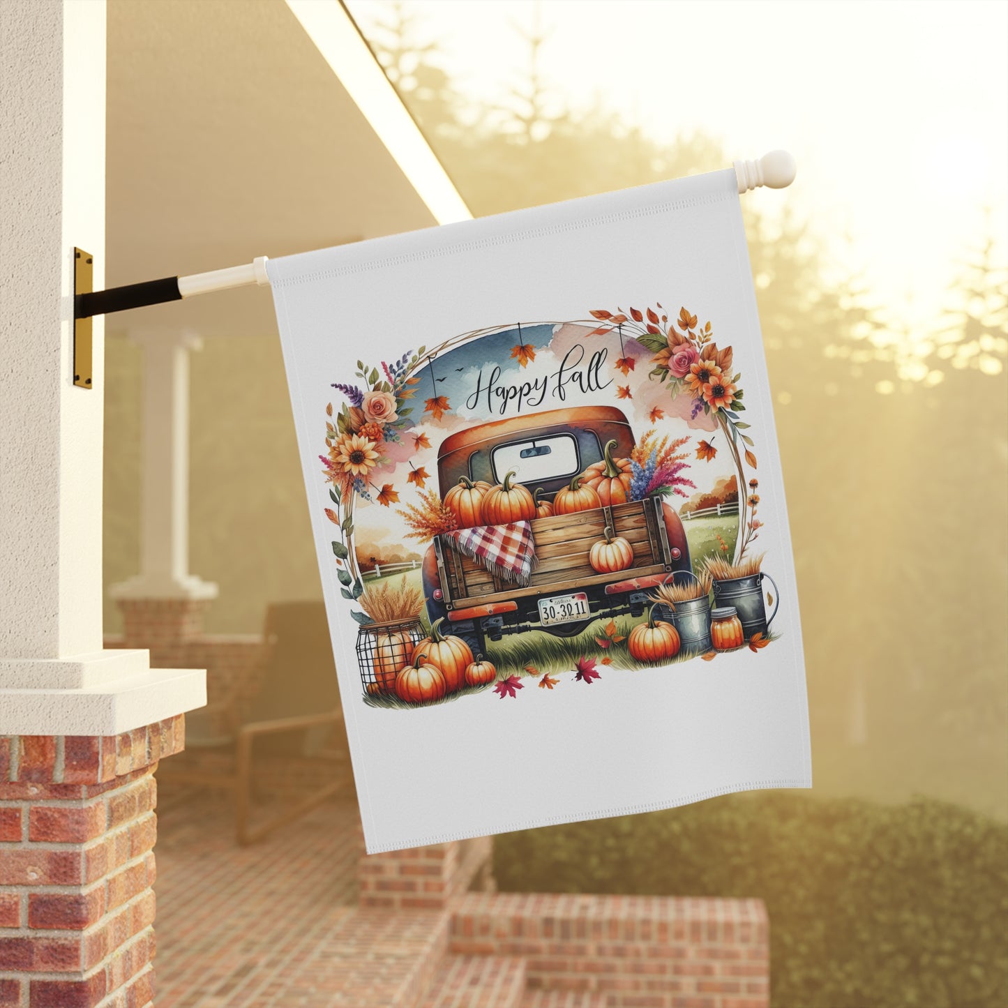 "Happy Fall" Vintage Truck & Pumpkin Garden Flag