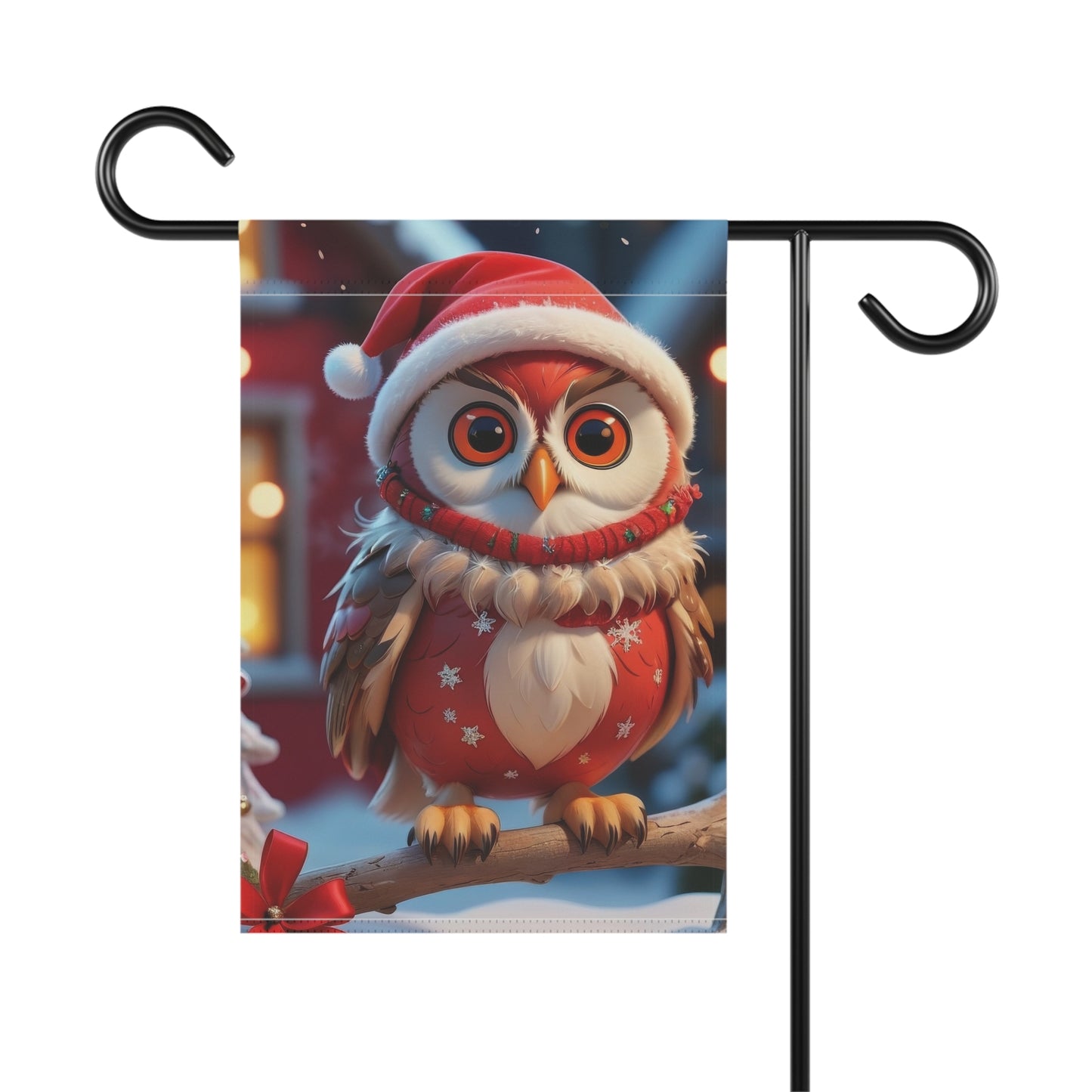 Festive Owl Holiday Garden Flag