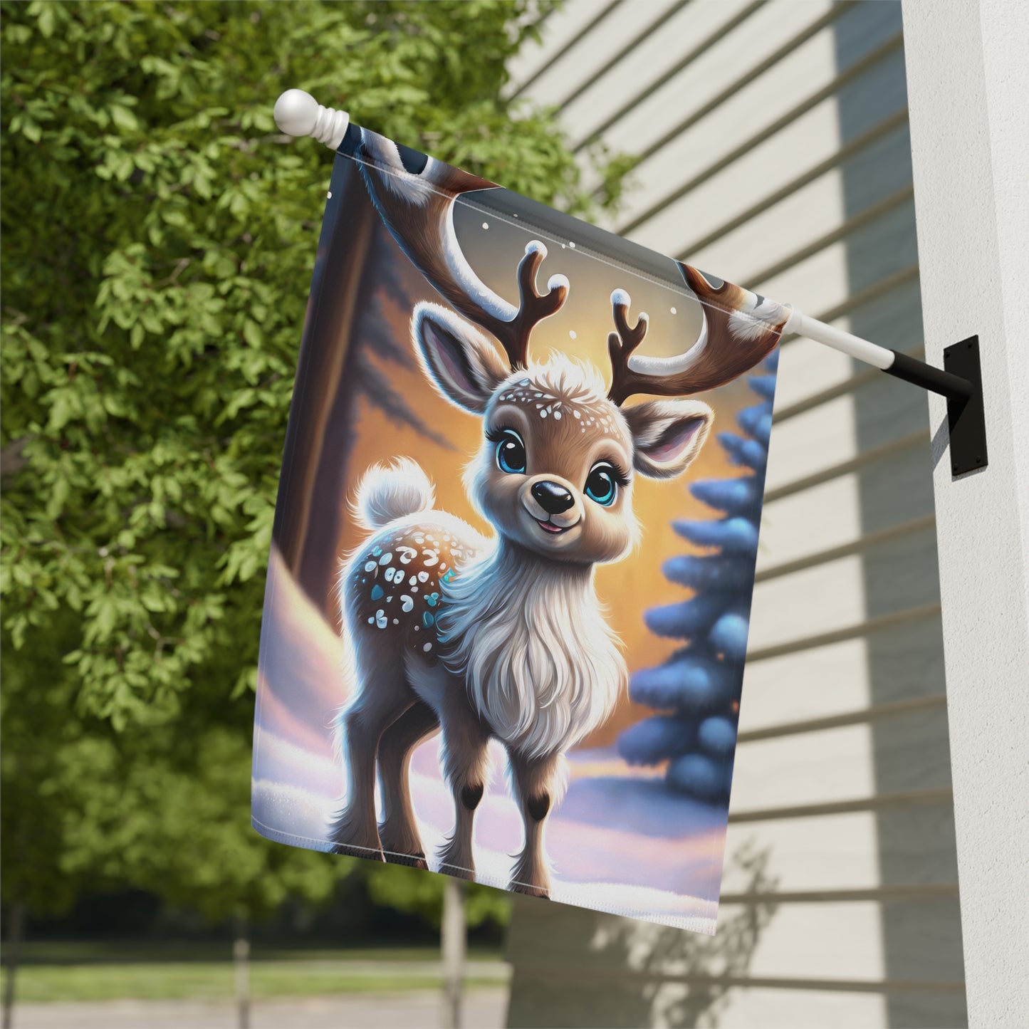Adorable Spotted Fawn Reindeer Garden Flag