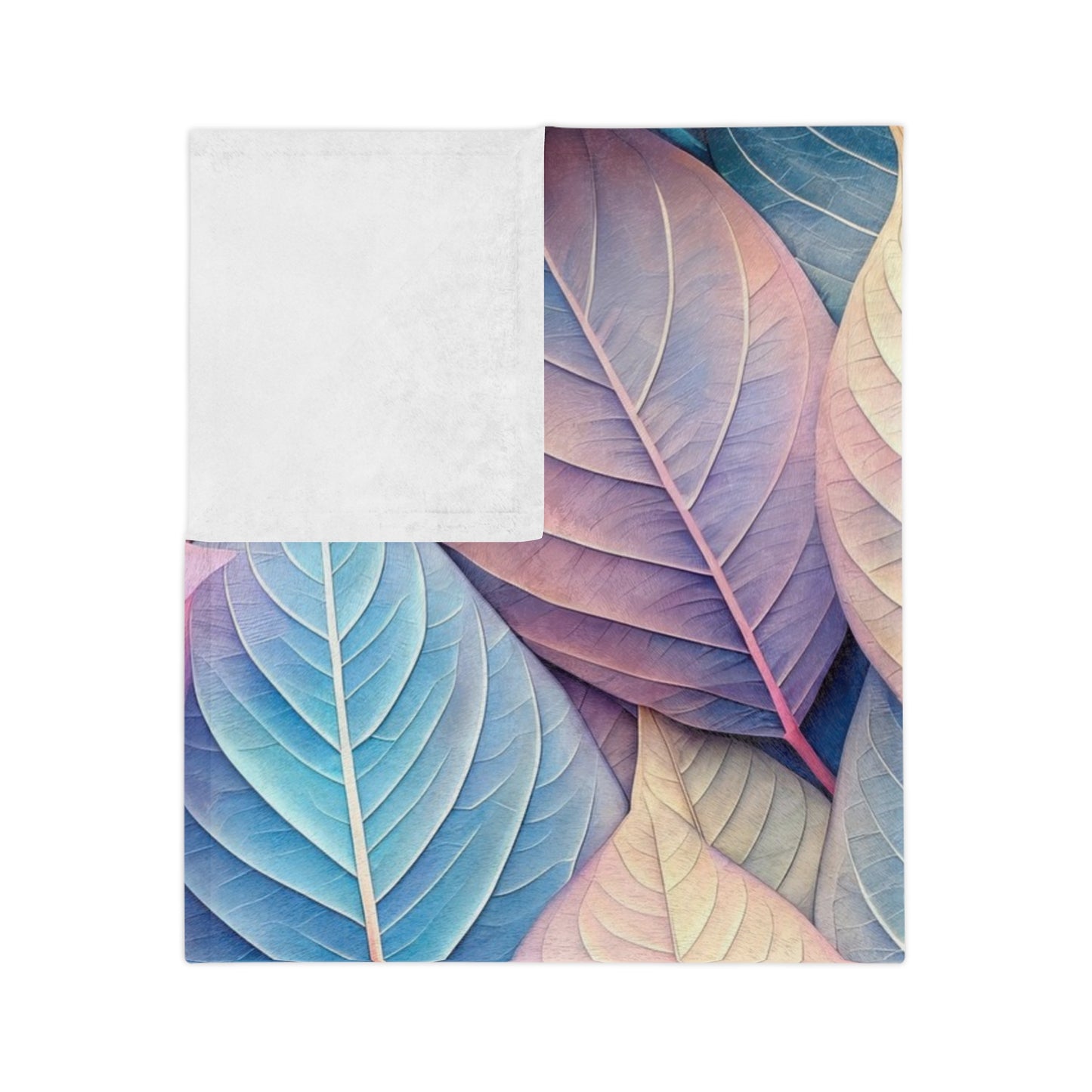 Pastel Leaves Velveteen Blanket