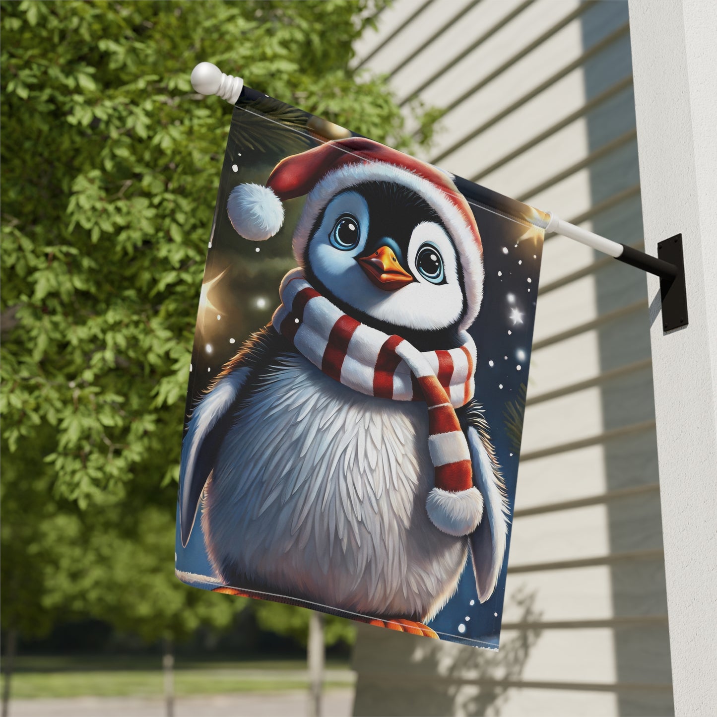 Christmas Penguin Holiday Garden Flag/ House Banner