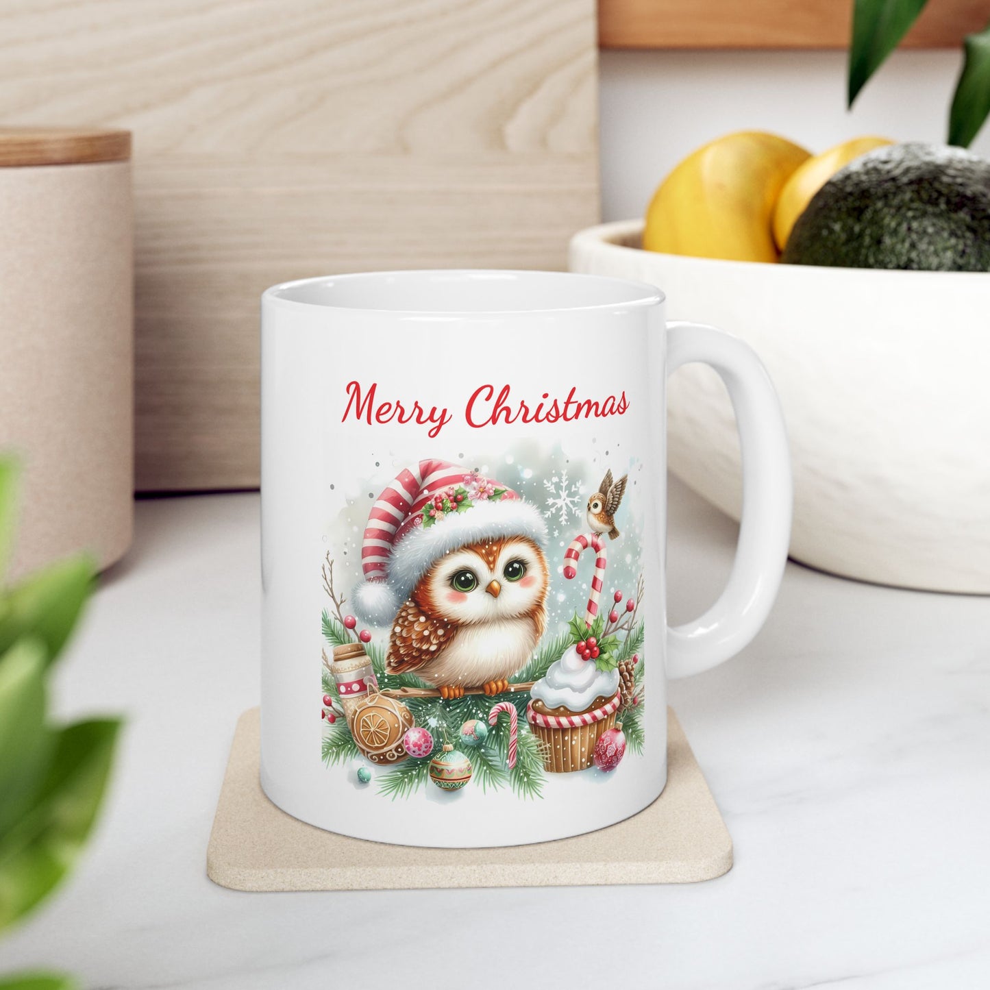 Cute Christmas Owl Coffee Mug