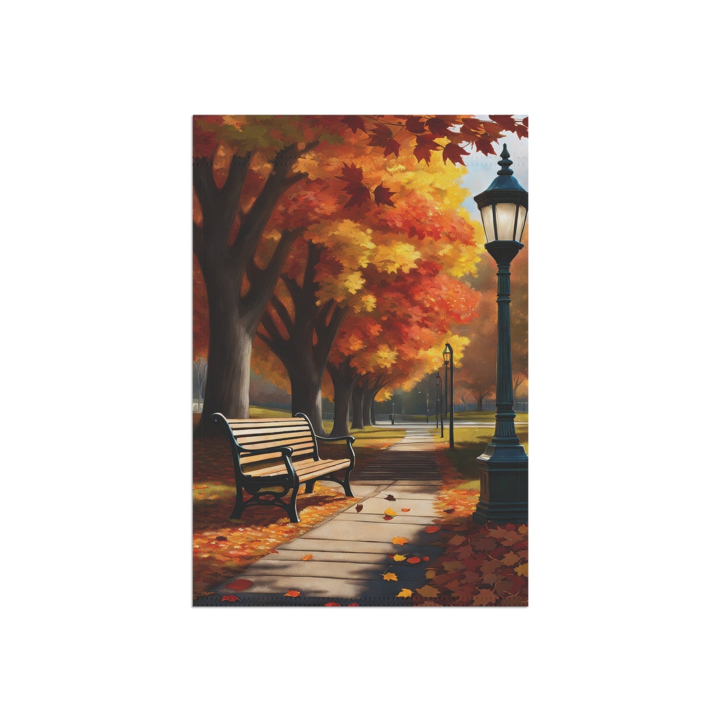 Vibrant Autumn Park Scene Garden Flag