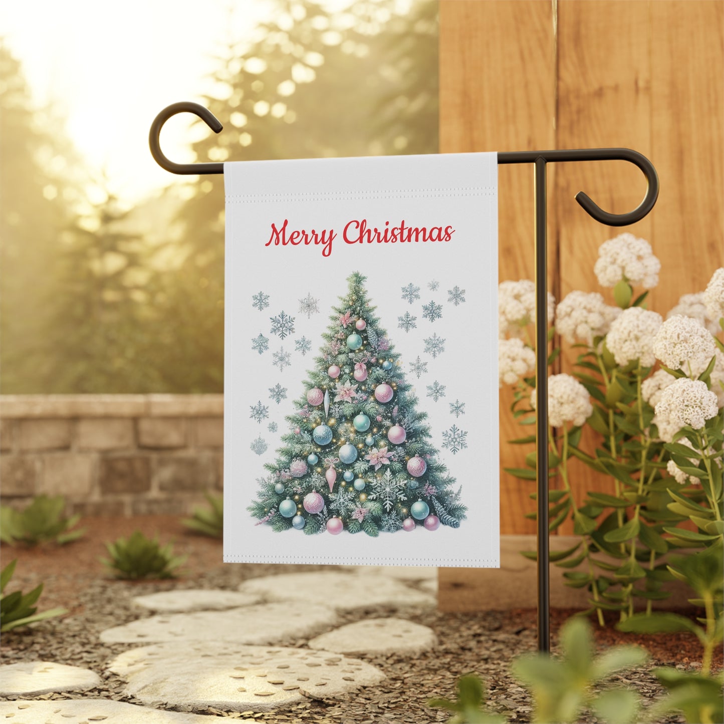 Elegant "Merry Christmas" Tree Garden Flag