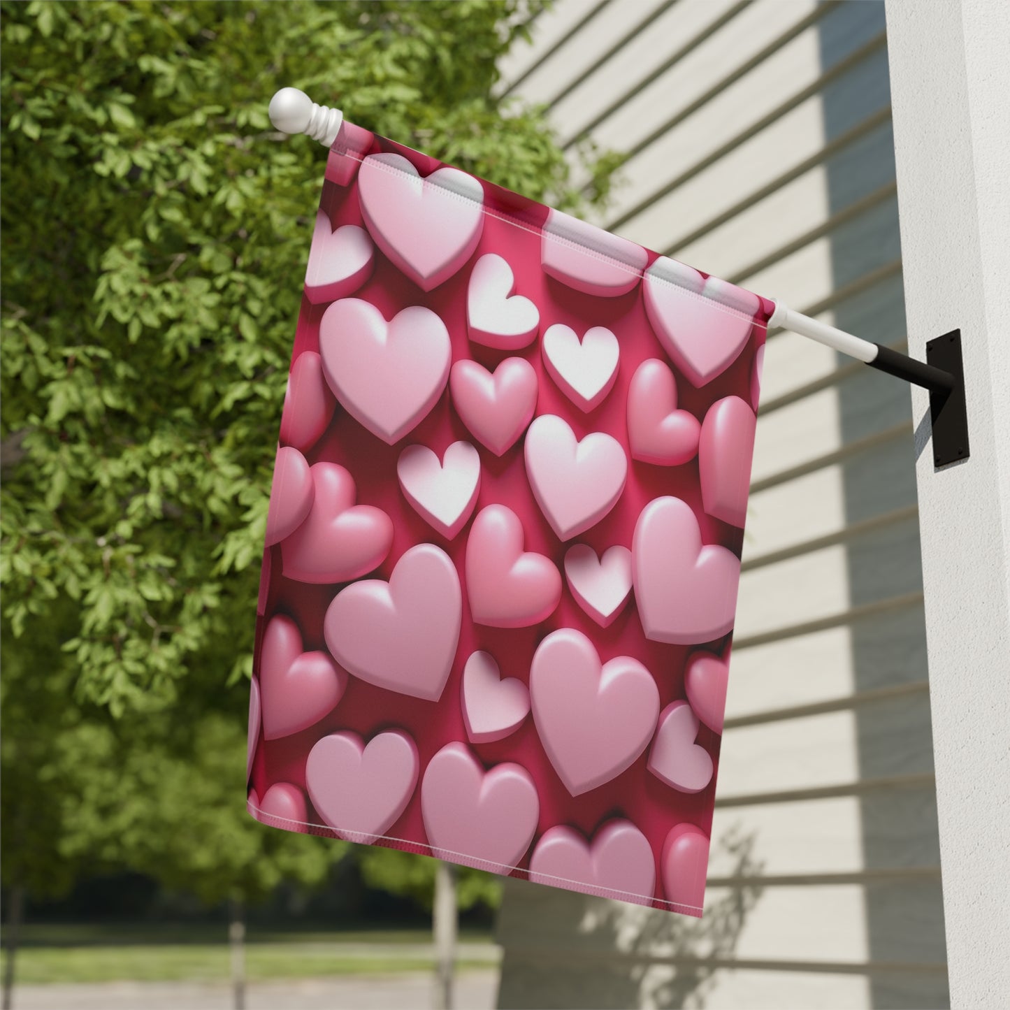 Pink Hearts Valentine Garden Flag
