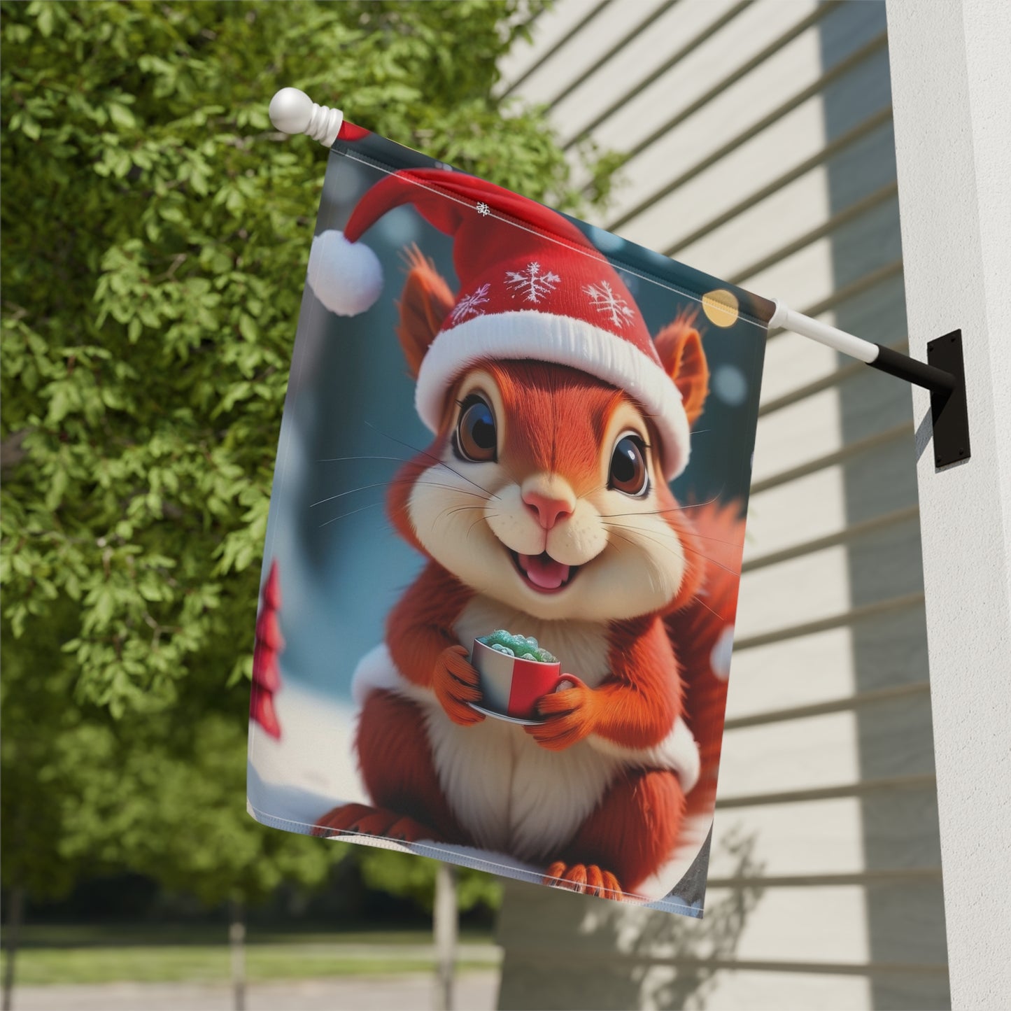 Cute Holiday Squirrel Garden Flag