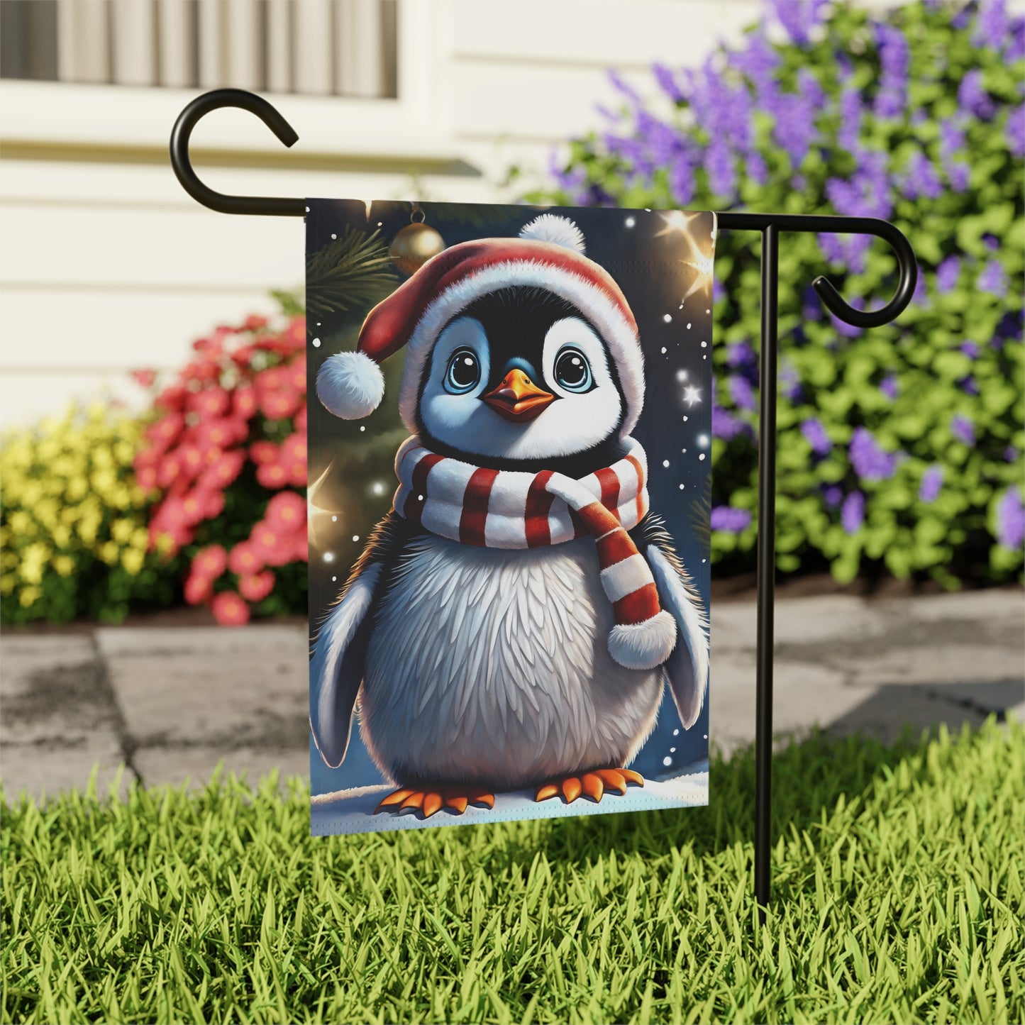 Christmas Penguin Holiday Garden Flag/ House Banner
