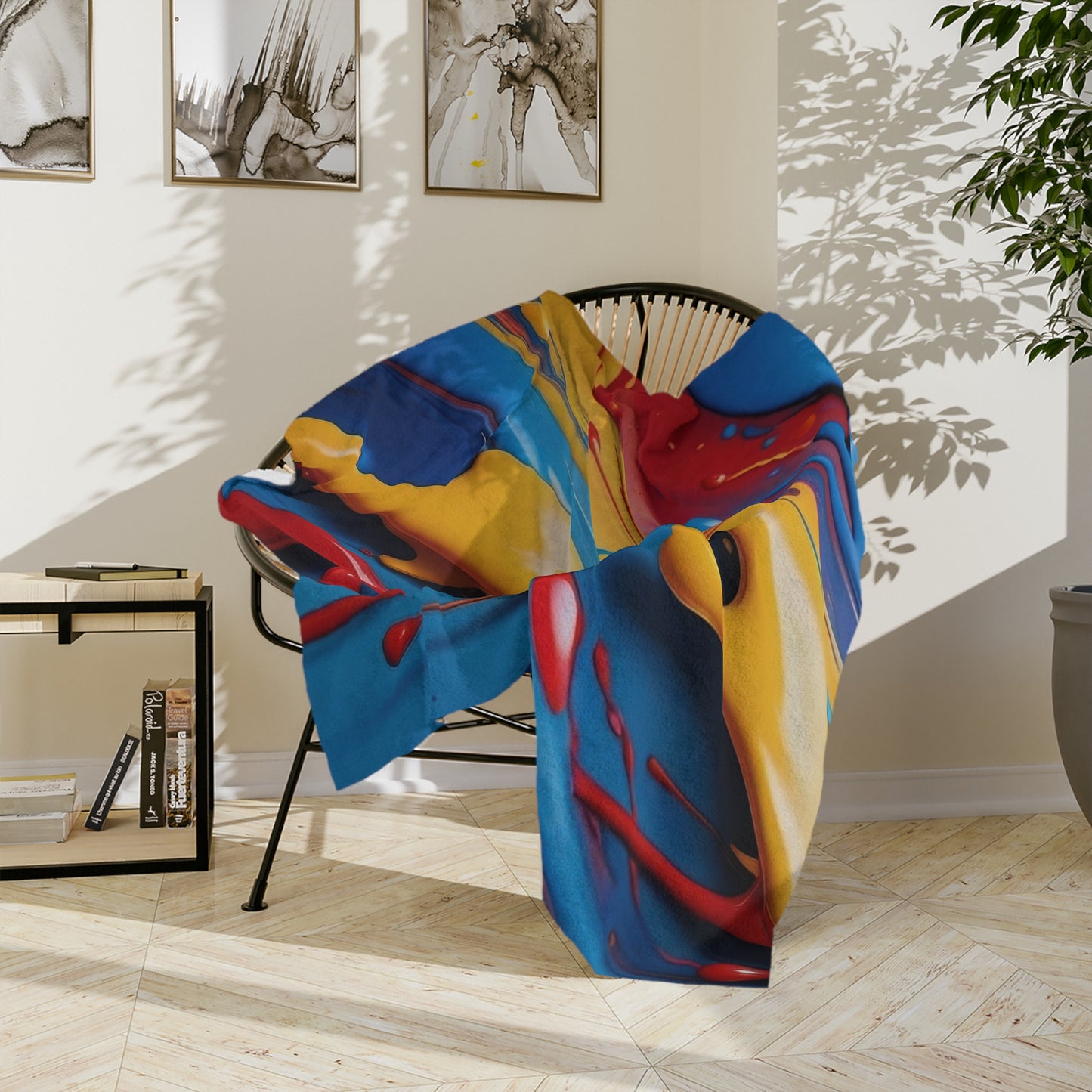 Vibrant Paint Drip Velveteen Blanket