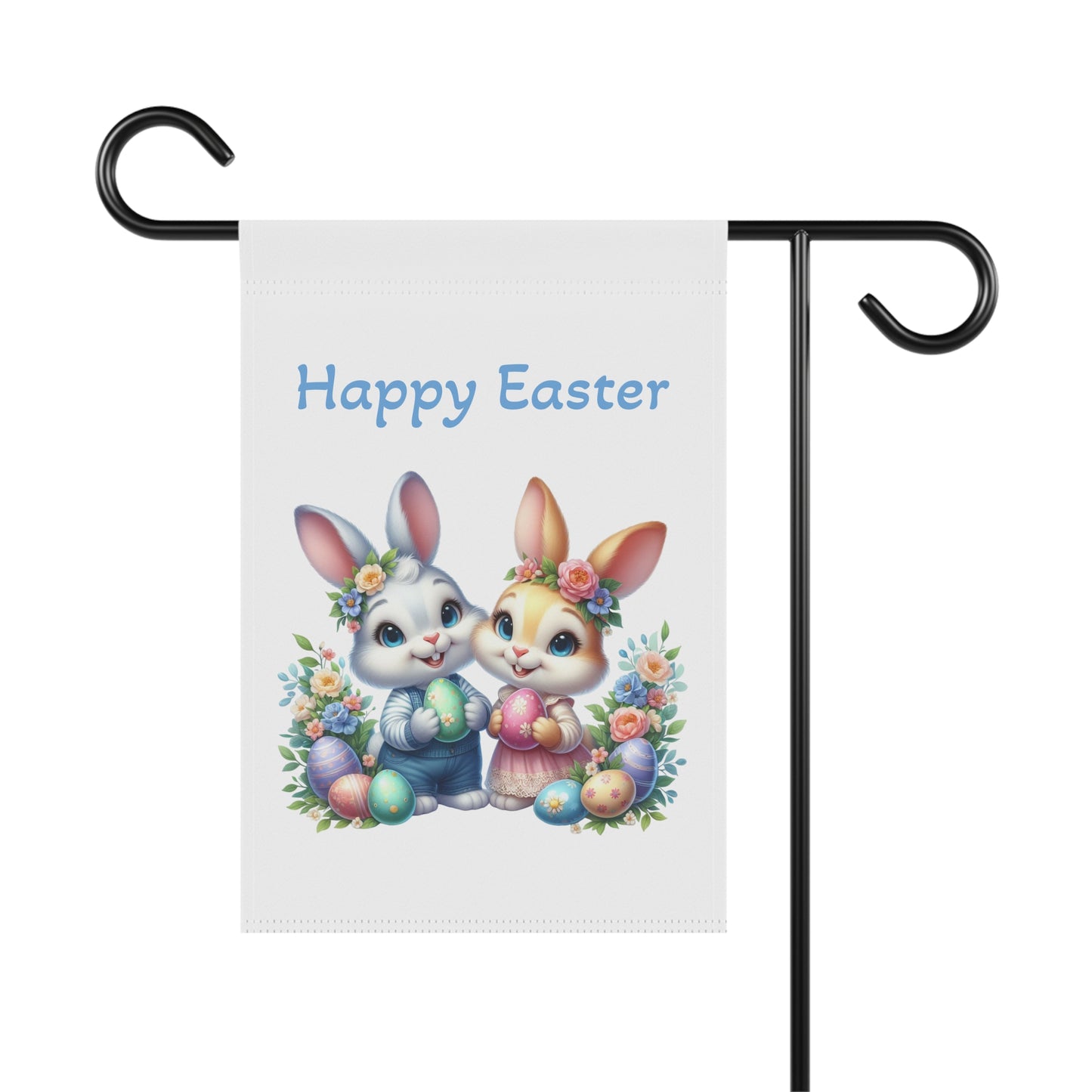 Cute Bunnies Happy Easter Garden Flag