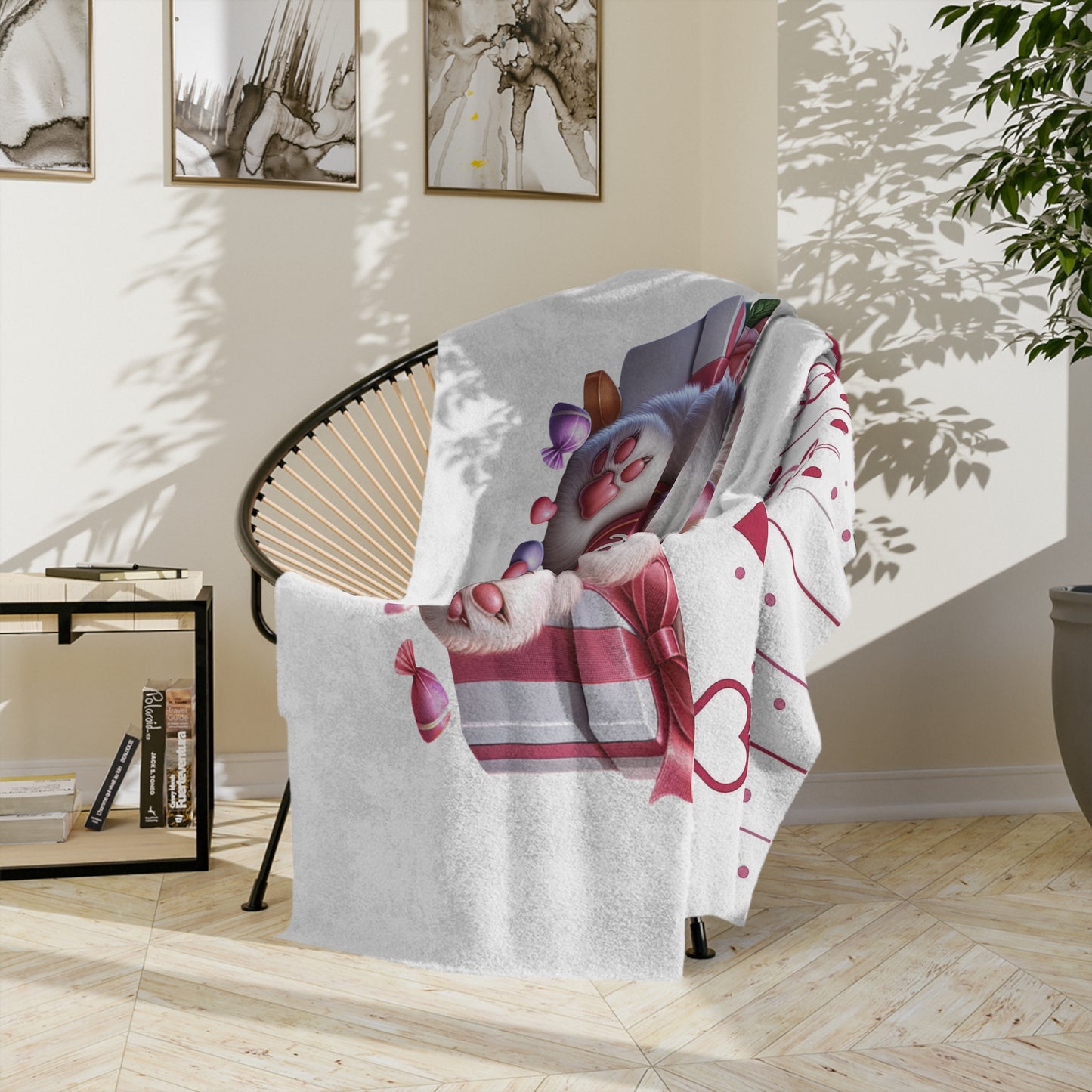 Happy Valentine's Day Puppy Velveteen Blanket