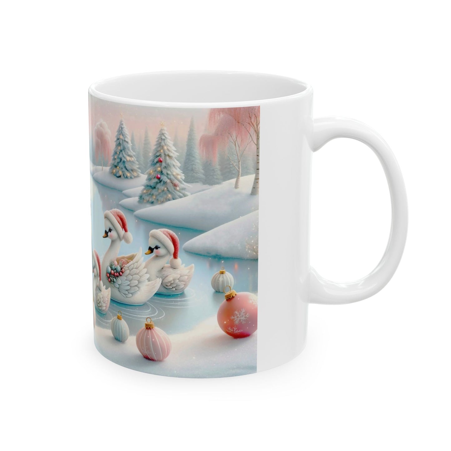 Whimsical Christmas Swans Coffee Mug